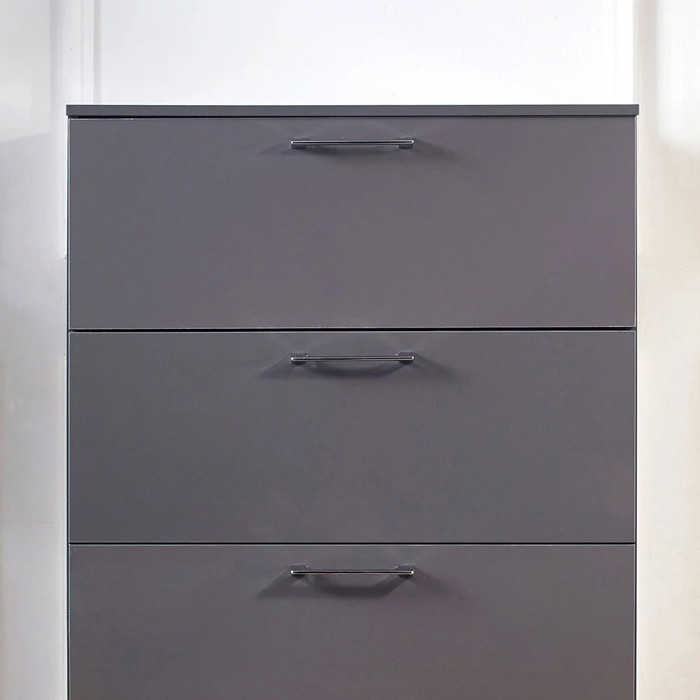 CoSoTower Glossy Four-Drawer Jumbo Chest in Dark Gray