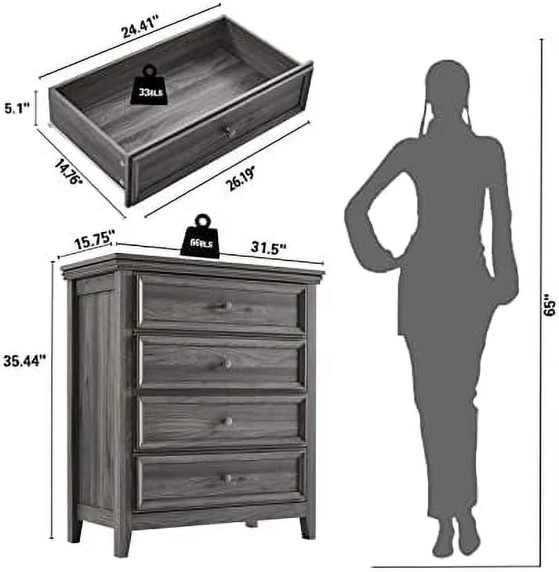 HBBOOMLIFE White Dresser 5 Chest Drawer Dresser for Bedroom Modern Nightstand Large Capacity Wood Cabinet for Bedroom Nursery Living Room Closets Hallway