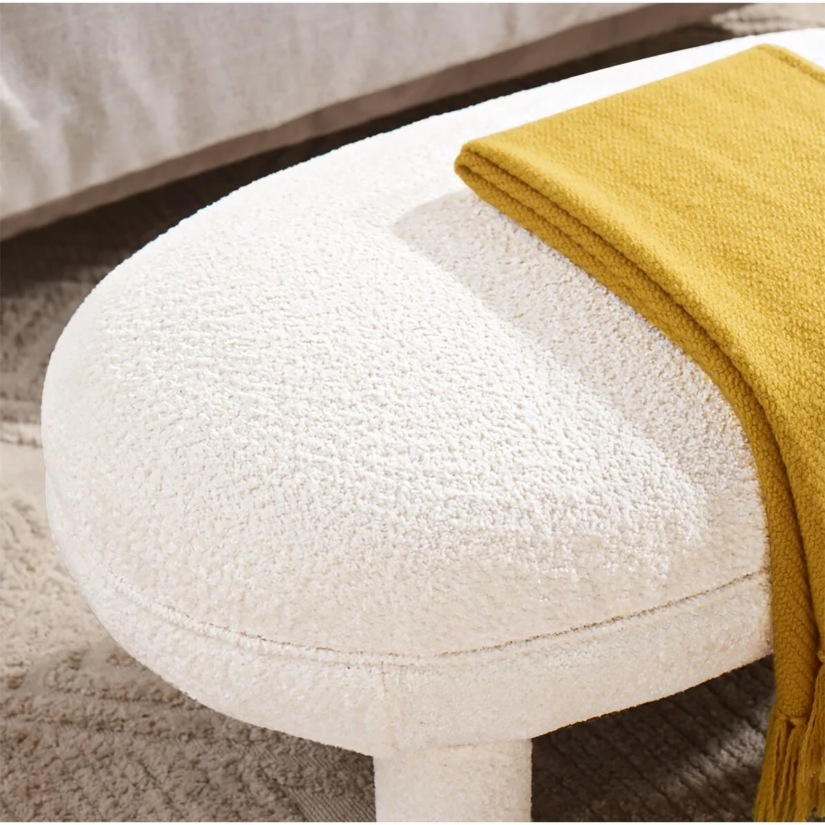 VANOMi Ottoman, Accent Hallway Bench, Simple Chair. White