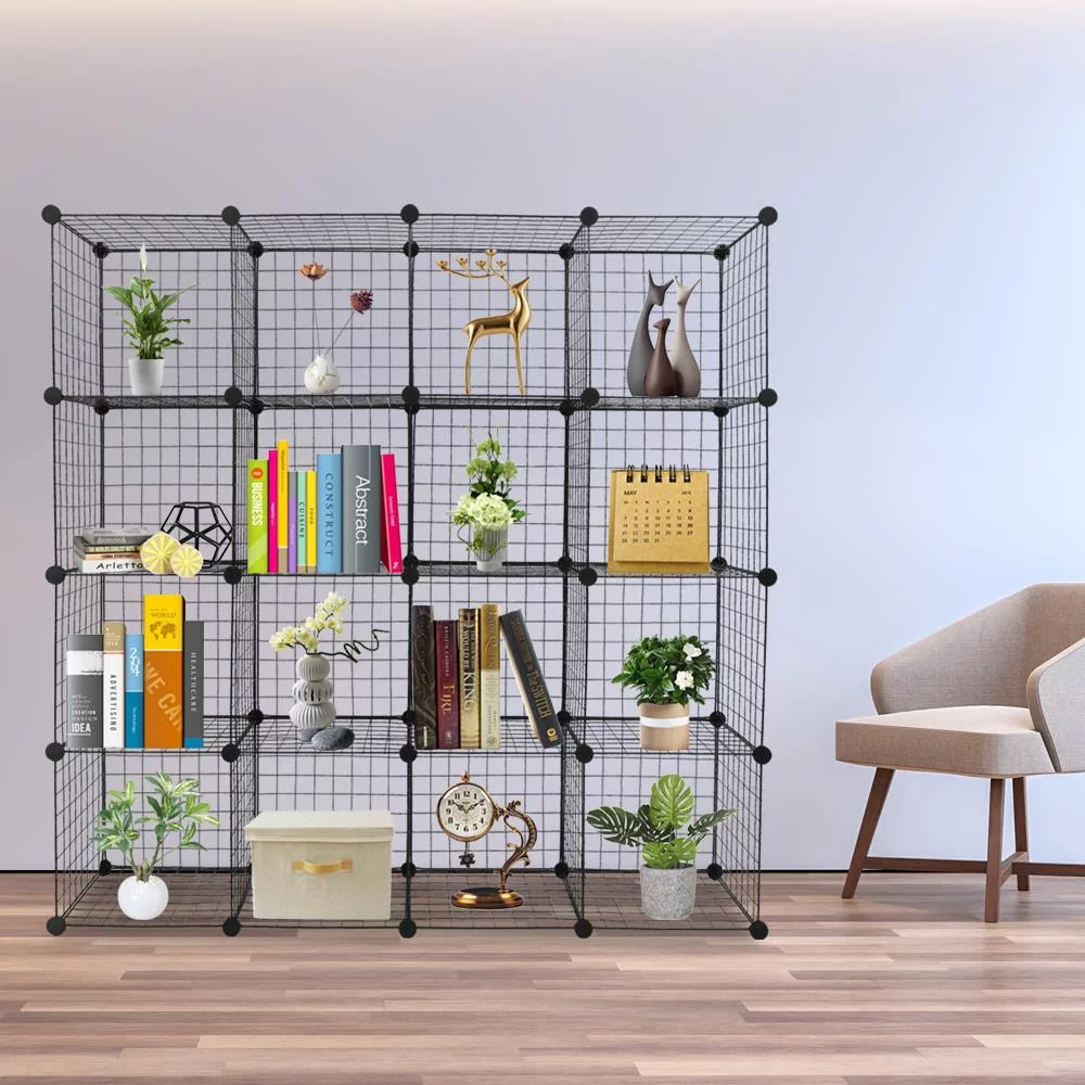 UBesGoo 16-Cube Wire Wardrobe Organizer, Bookcase, Book Shelf, Storage Organizer
