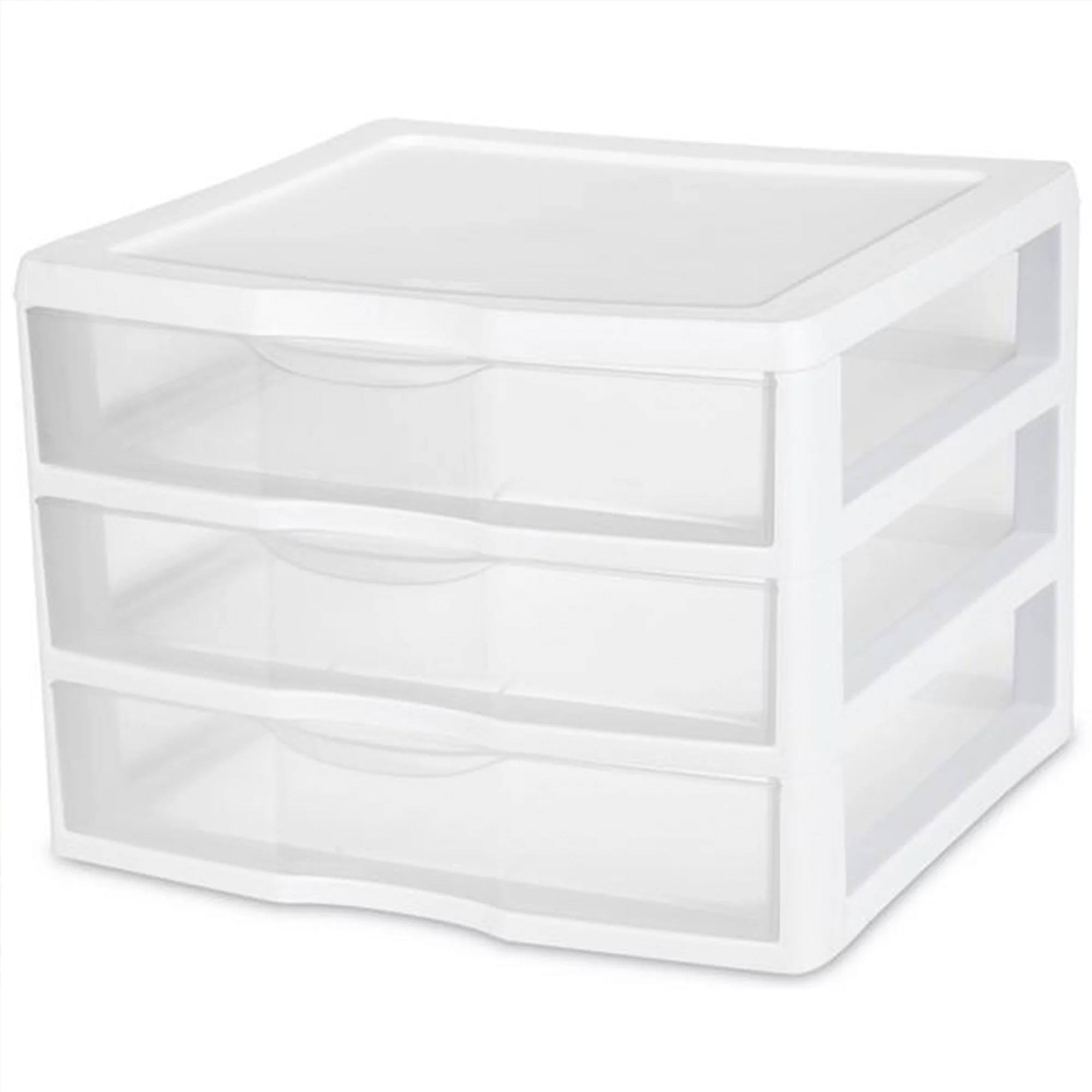Sterilite Clear Plastic Stackable Small 3 Drawer Storage System, (12 Pack)