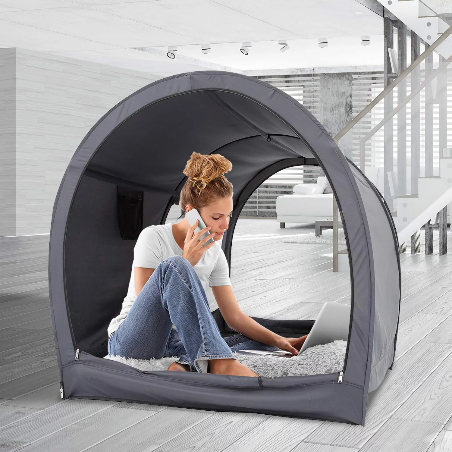 Charcoal Gray Bed Tent, by Alvantor, Lightweight