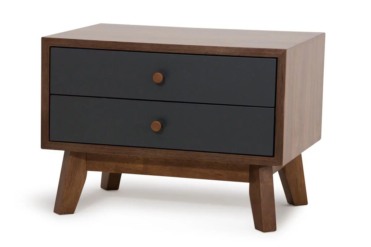 Modern Grey Fabric & Walnut King Size Bedroom Set 3 Pcs VIG Nova Domus Dali