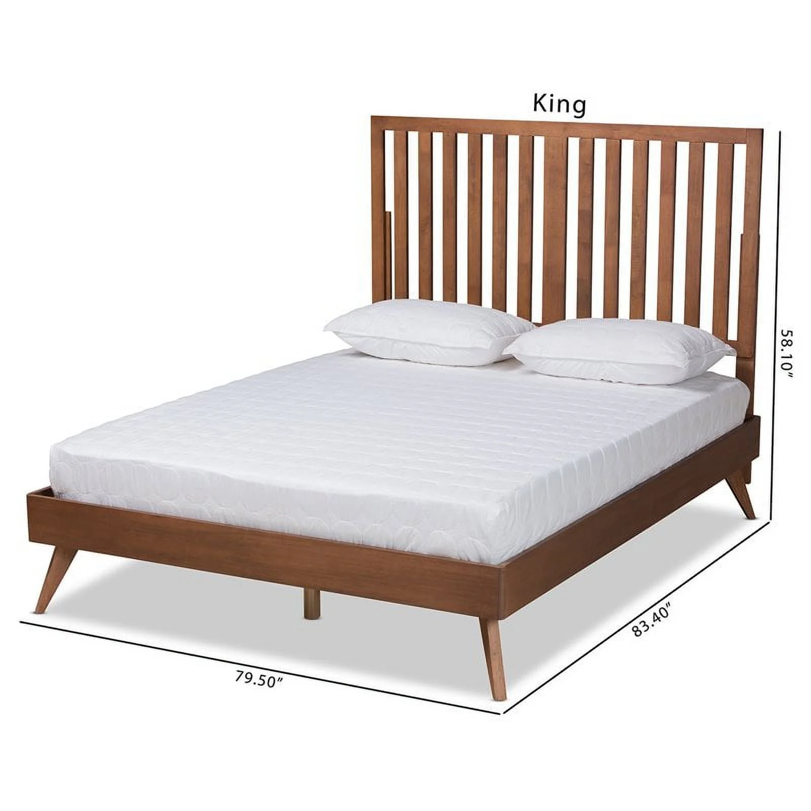 Bowery Hill Walnut Brown Finished Wood King Size Platform Bed