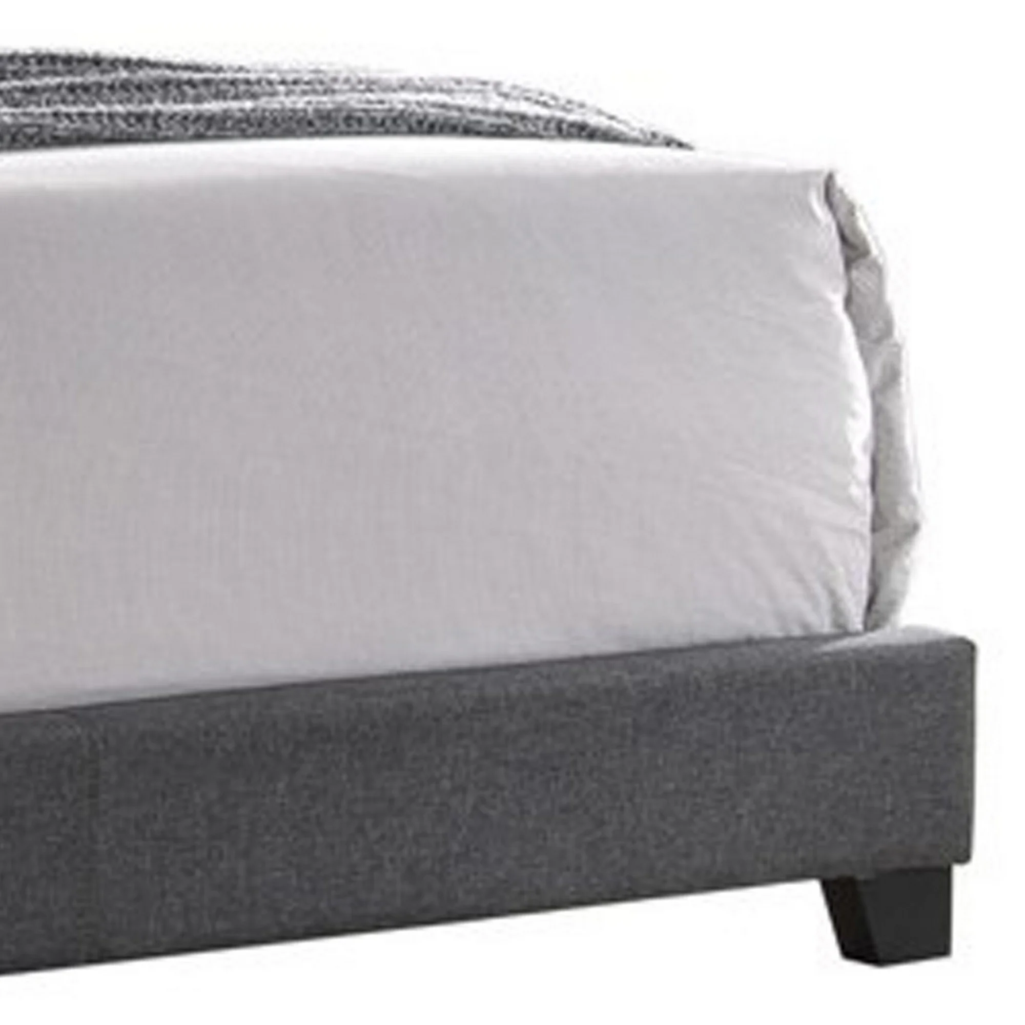 Fabric Upholstered Demi Wing Eastern King Bed with Camelback Headboard,Gray