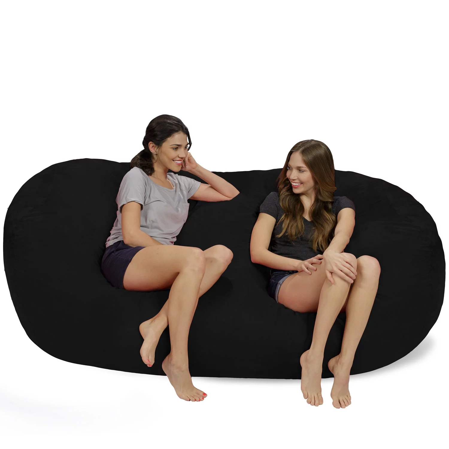 Chill Sack Bean Bag Chair, Memory Foam Lounger with Microsuede Cover, Kids, Adults, 7.5 ft, Black