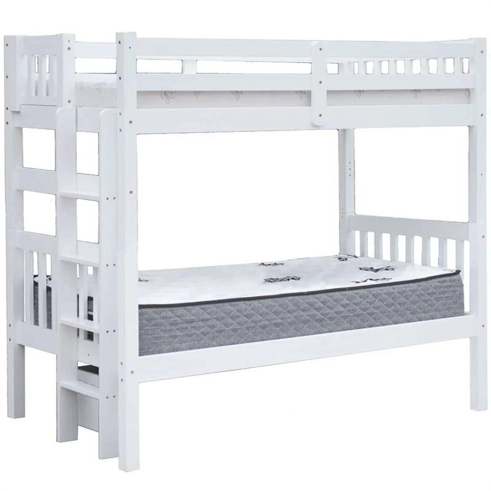 Tampa Twin over Twin Bunk Bed End Ladder White