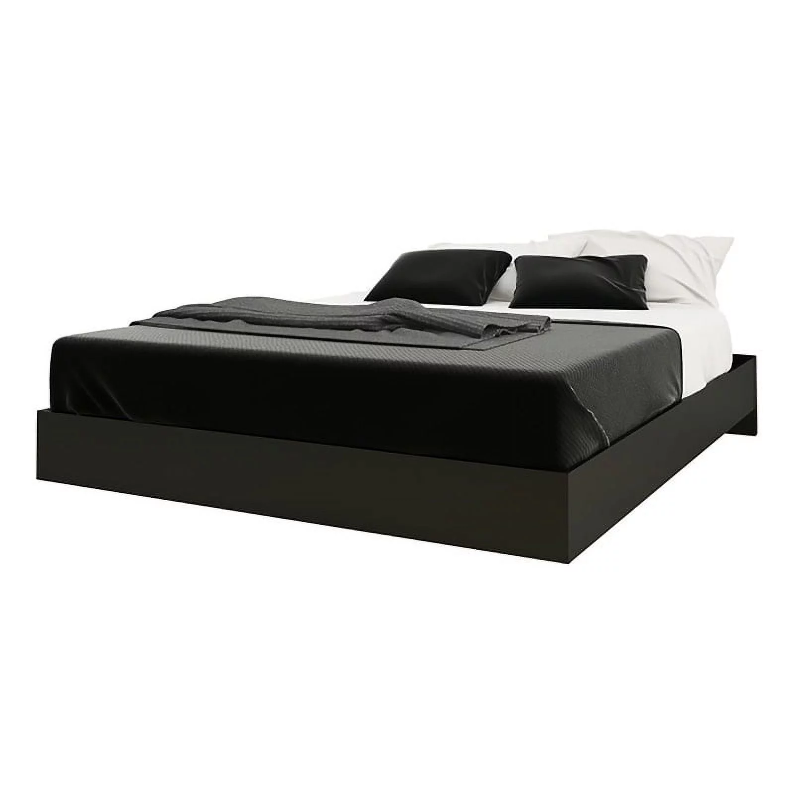 Pemberly Row Modern Wood 2 Piece Queen Size Bedroom Set in Black