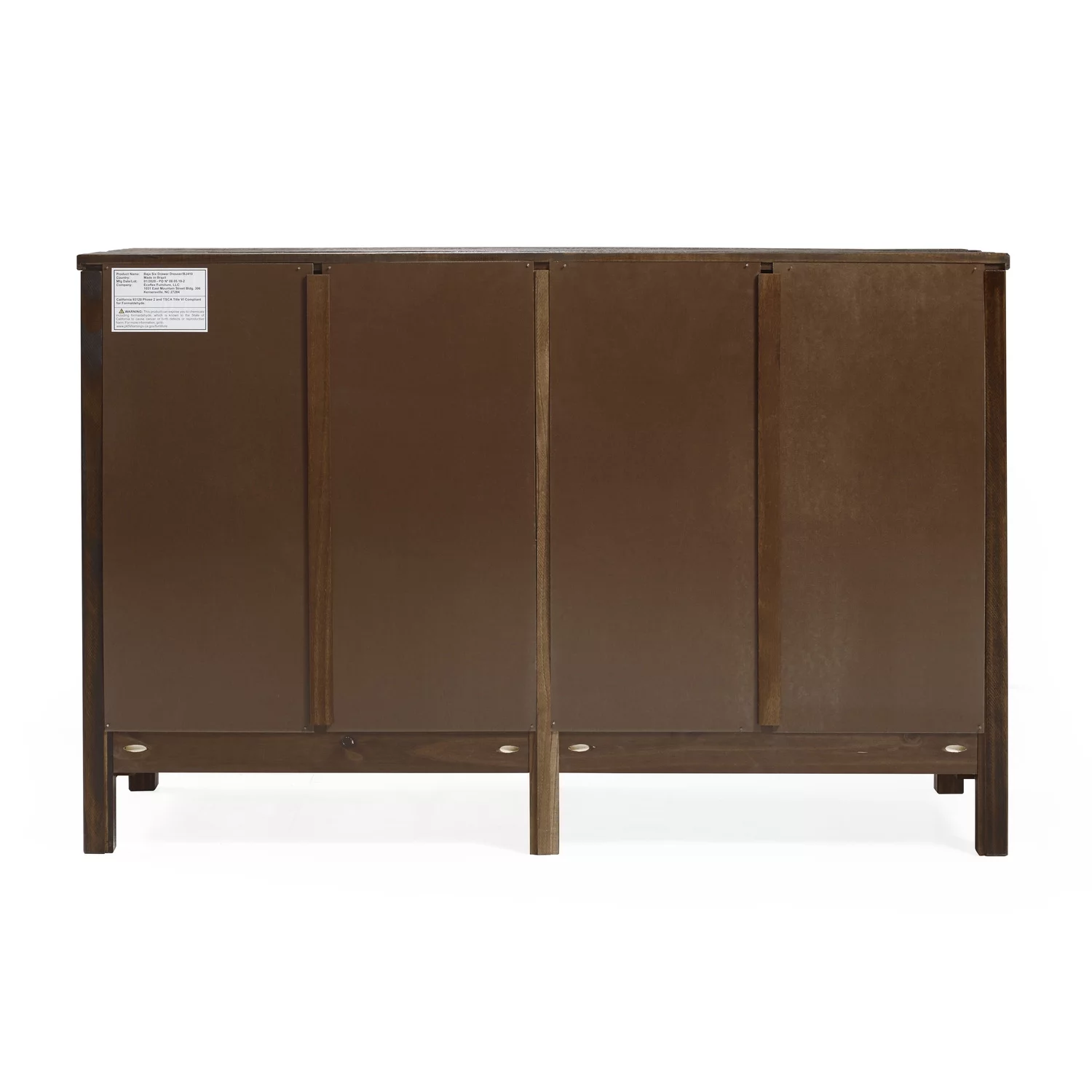 Camaflexi Baja Solid Wood 6-Drawer Bedroom Dresser in Walnut