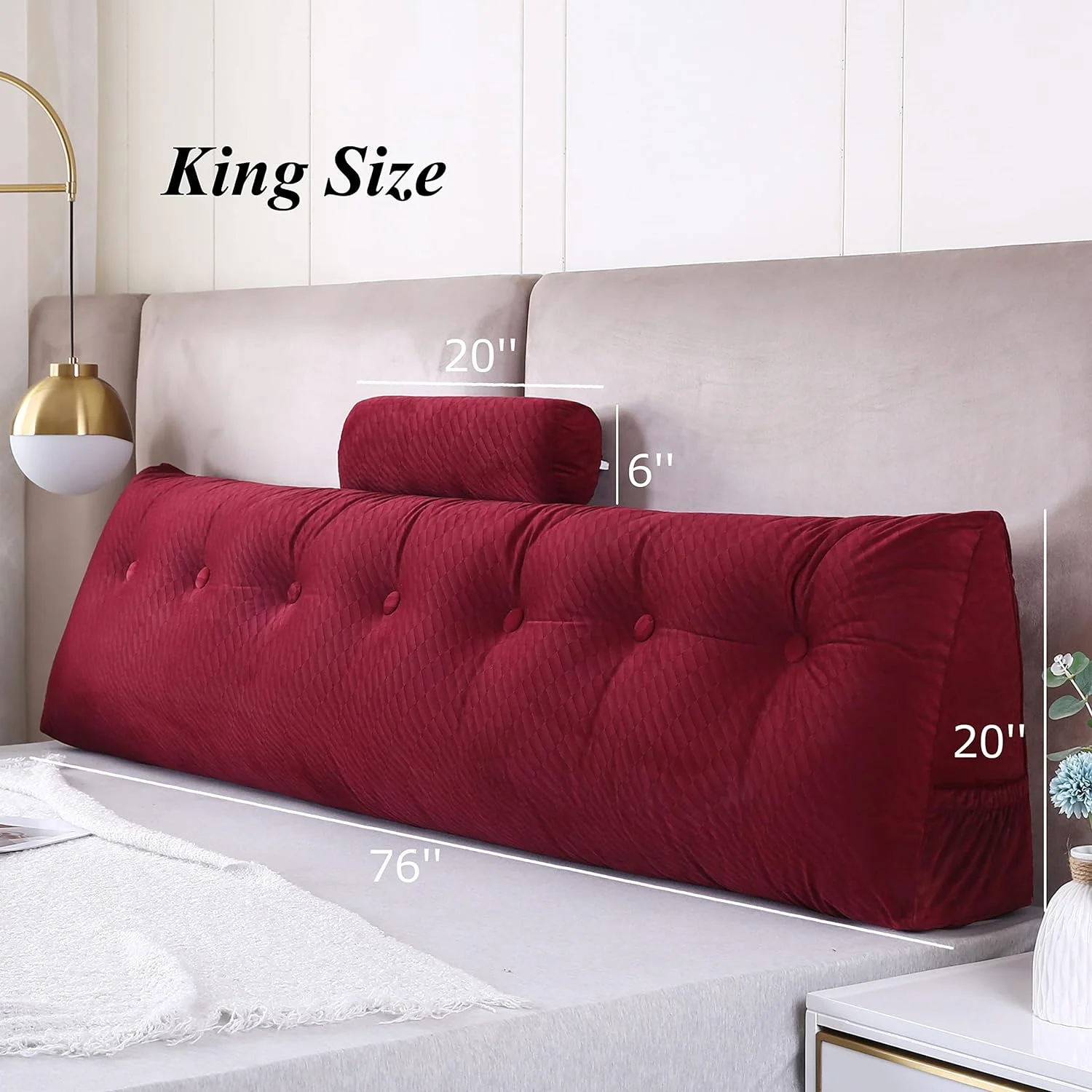 Wedge Headboard Pillows + Head Roll Pillow Bed Wedge Pillow for Headboard Large Bolster for Bed Rest Reading Pillows Backrest Pillows for Sitting in Bed Backrest Positioning Support