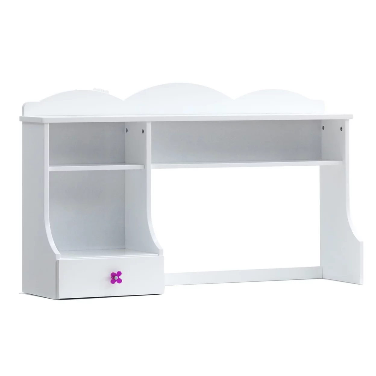 Transitional Wooden Hutch with Two Shelves and Three Drawers, White- Saltoro Sherpi