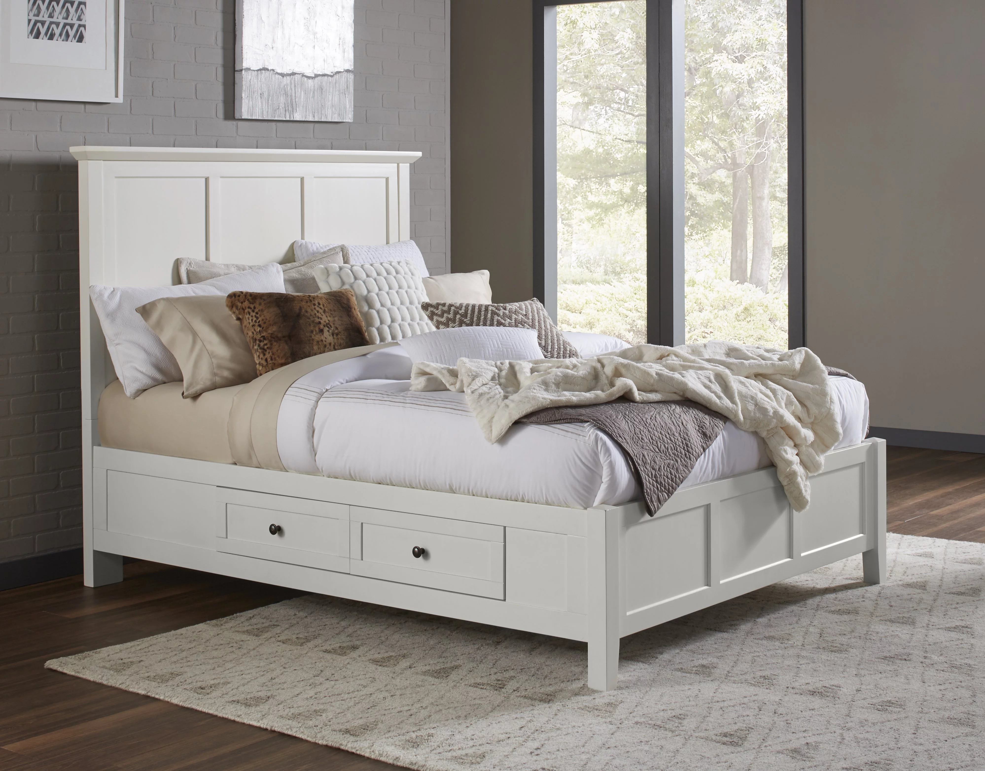 Pantego Shaker Cal King Storage Bed in White Mahogany