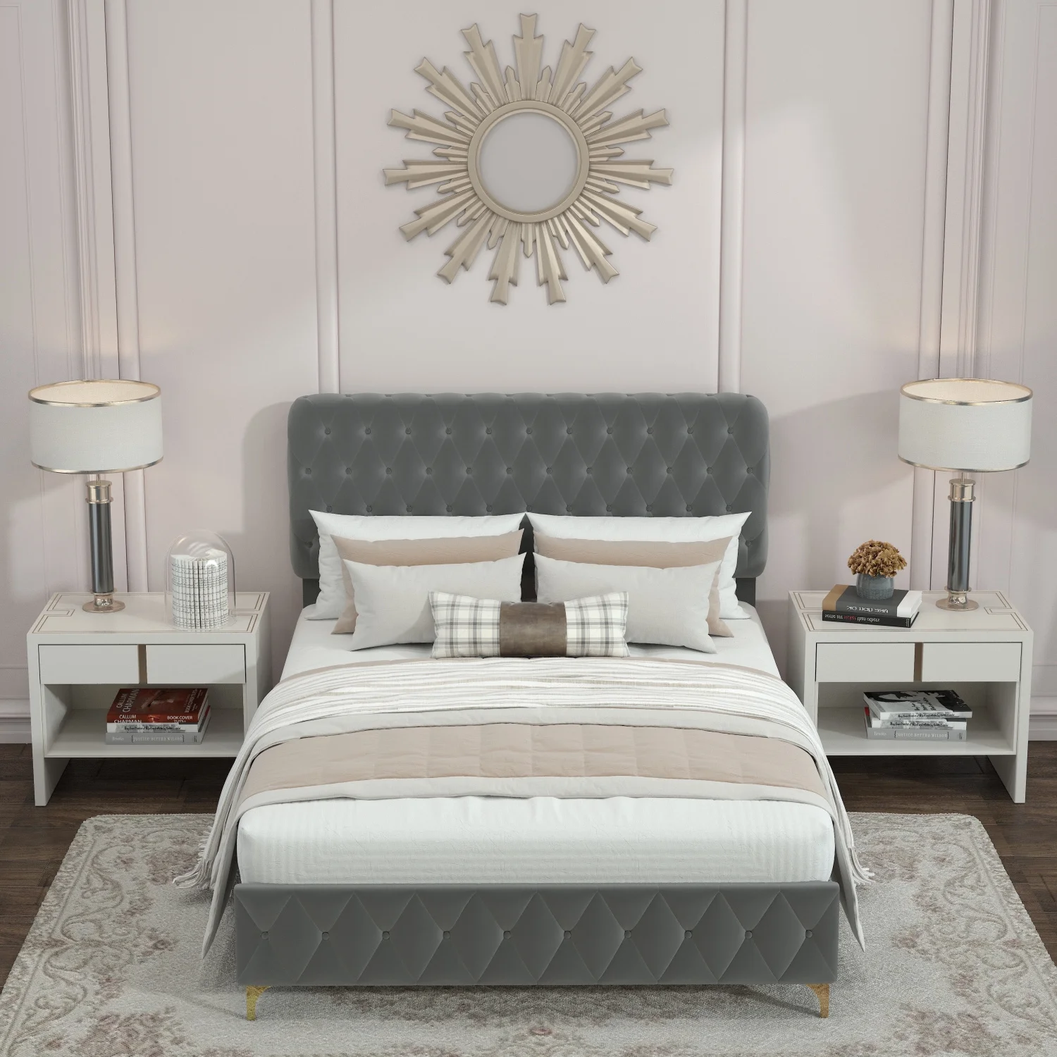 Holaki Queen Platform Bed Frame With Pneumatic Hydraulic Function, Velvet Upholstered Bed with Deep Tufted Buttons, Lift up Storage Bed With Hidden Underbed Oversized Storage, Gray