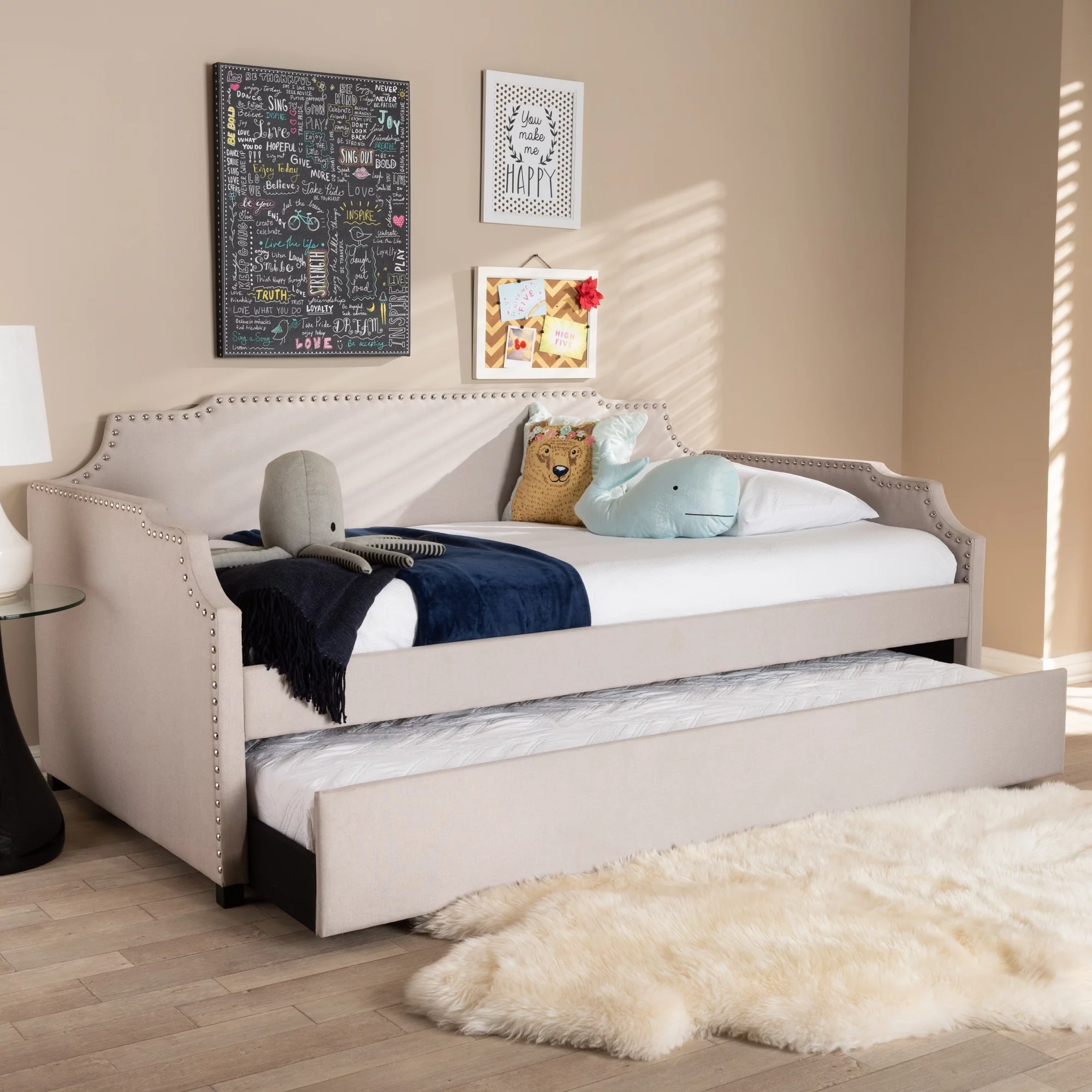 Baxton Studio Contemporary Twin Size Daybed with Roll Out Trundle Guest Bed Grey