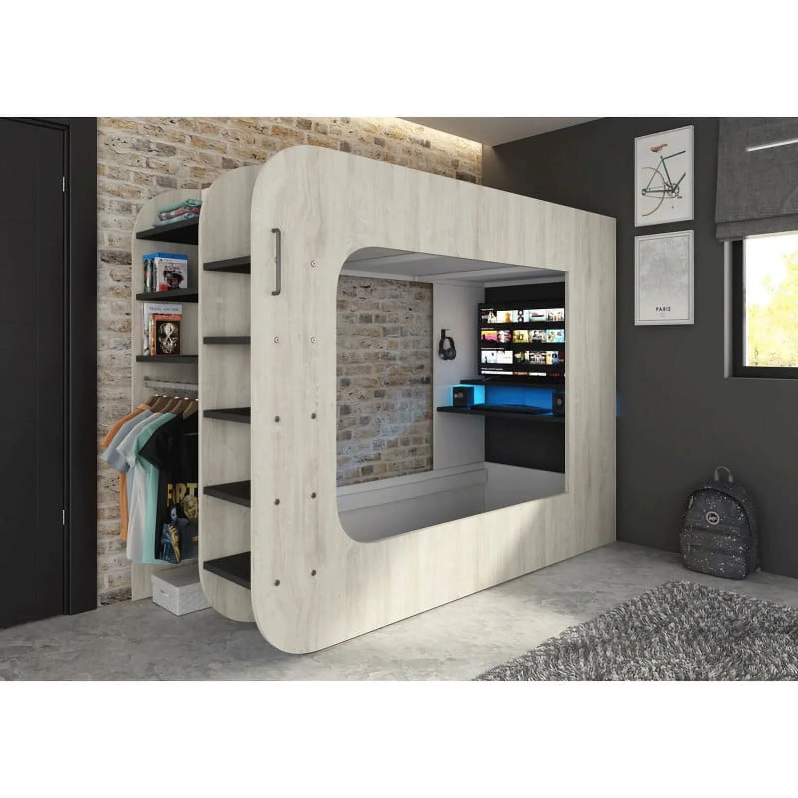 Gamer Modern Kid's Bed 90x200 in Natural