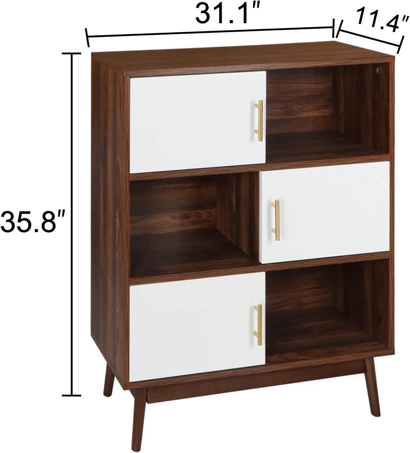 Modern 3 Drawer Chest Dresser Mid Century Natural Oak Organizer Bedroom Furniture with Gold Metal Legs H0037
