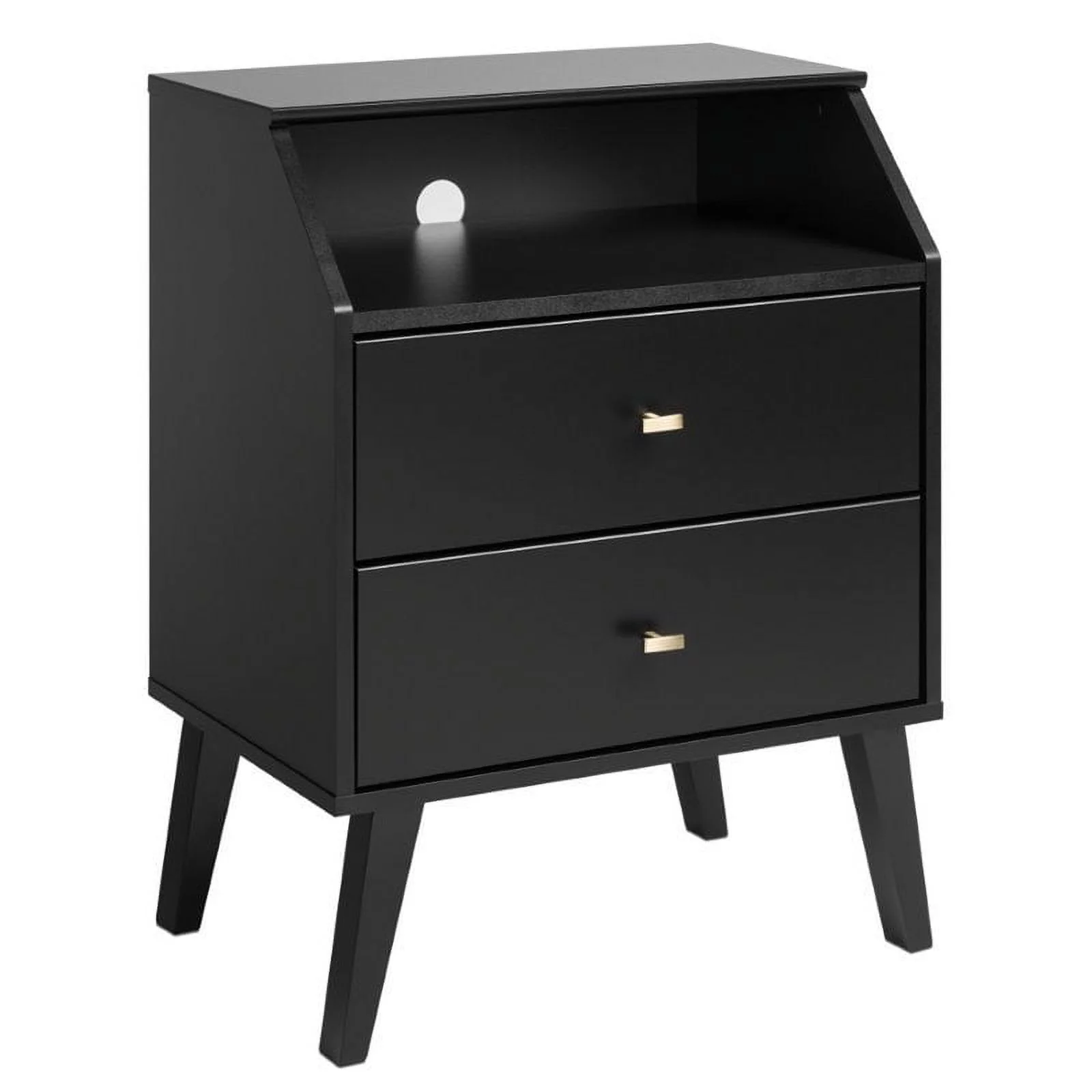 Home Square 2-Piece Set with 2 Drawer Nightstand with Cubby Tall 6-Drawer Chest