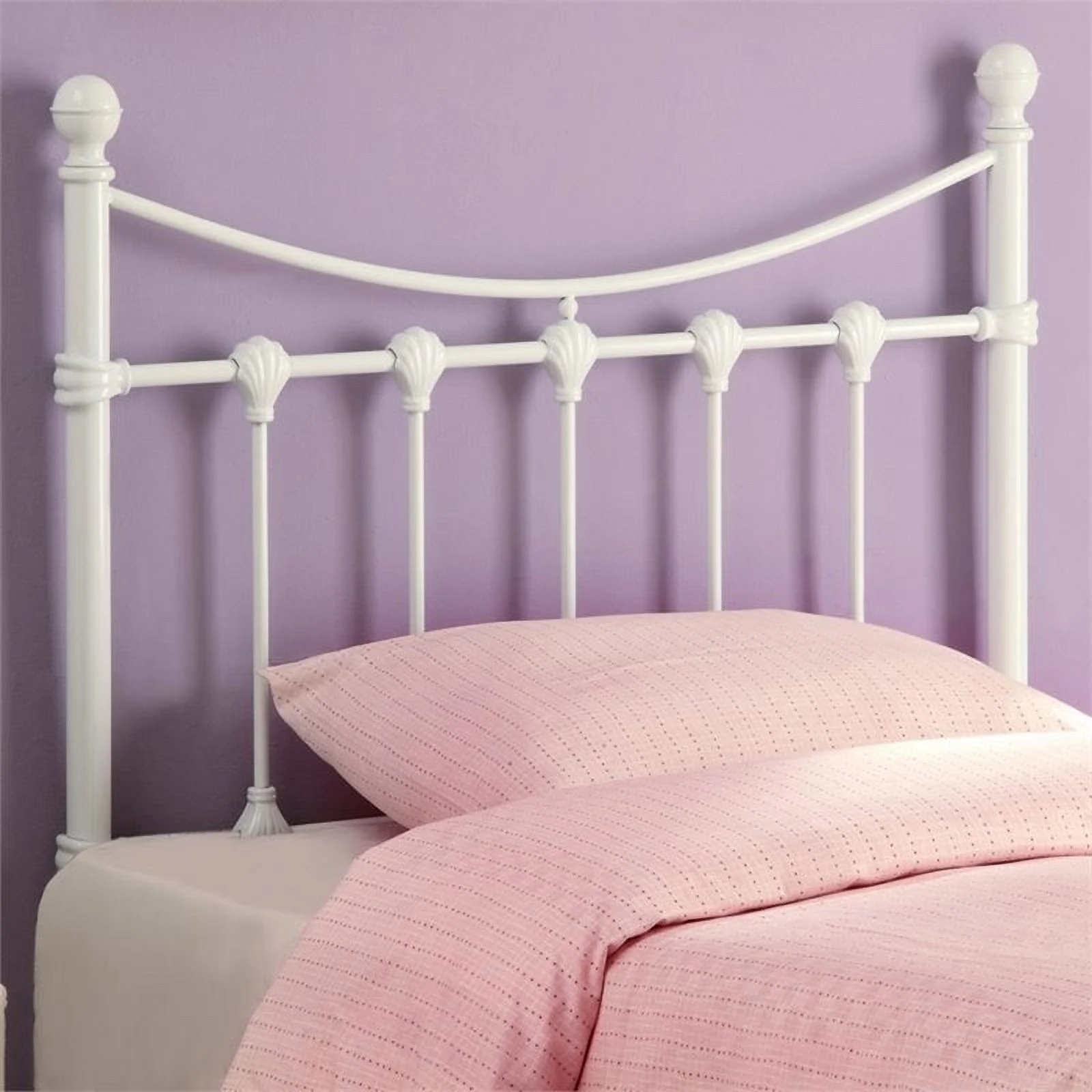 Bowery Hill Transitional Metal Twin Spindle Headboard in White