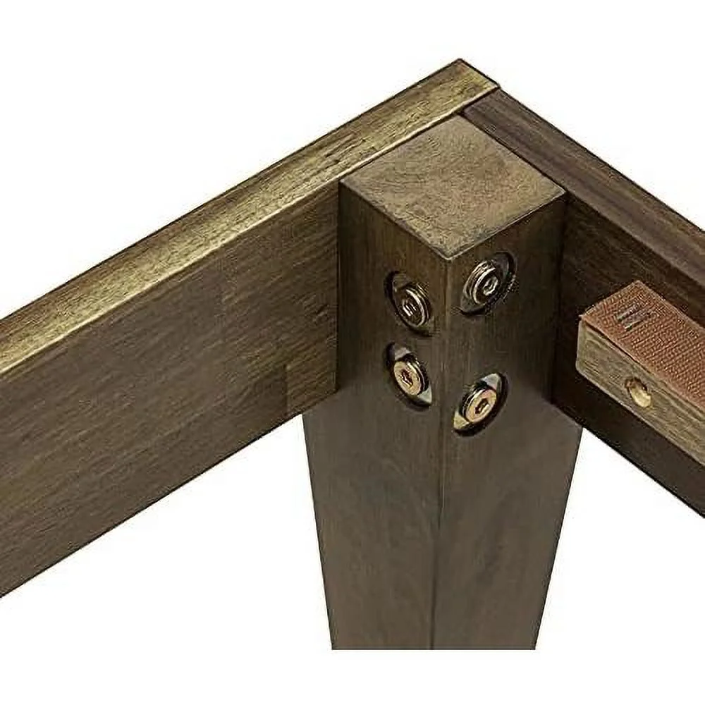 Queen Platform Bed Frame With 4 Solid Wood Legs And 2 Extra Center Legs - Walnut Finish