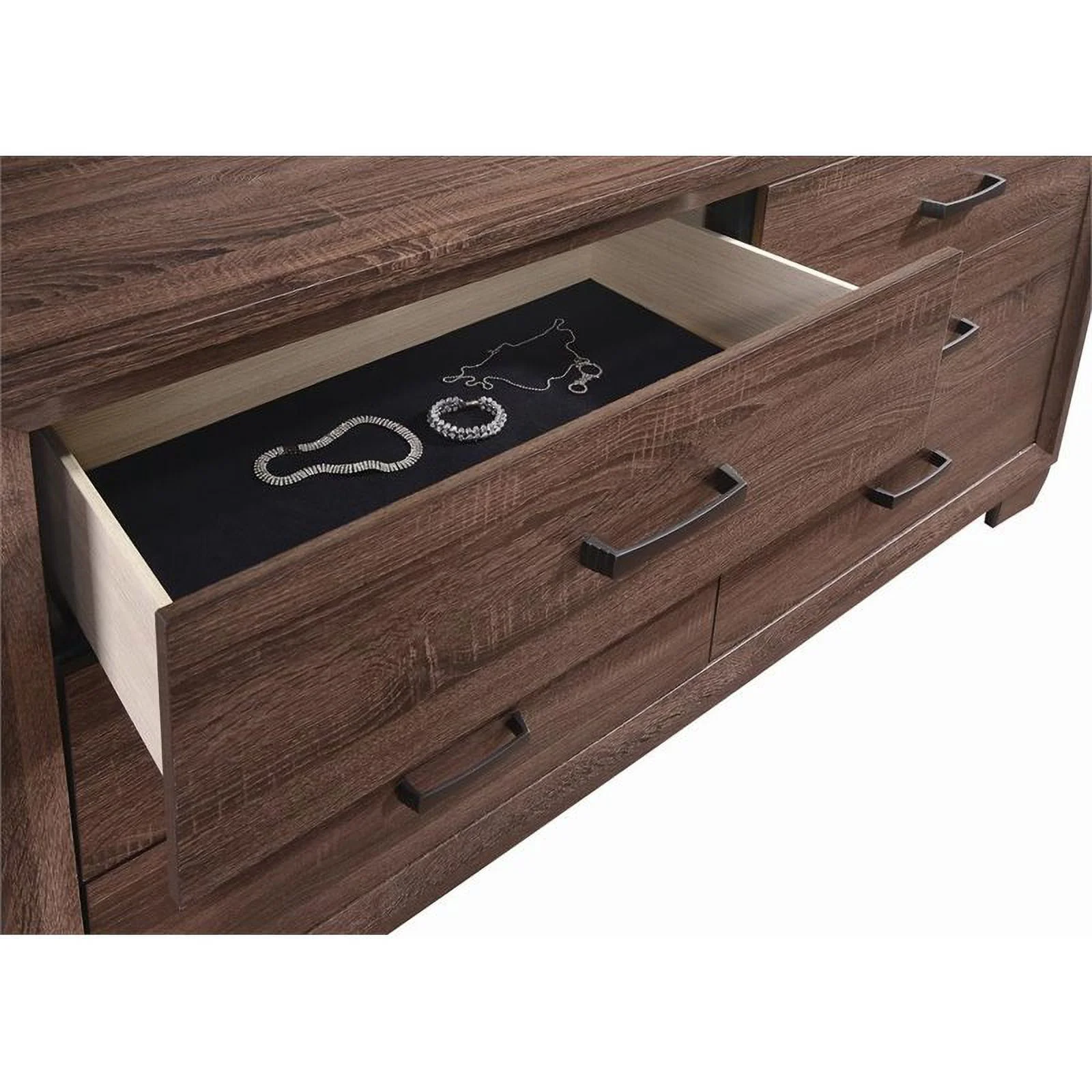 Bowery Hill Transitional 6 Drawer Double Dresser in Medium Warm Brown