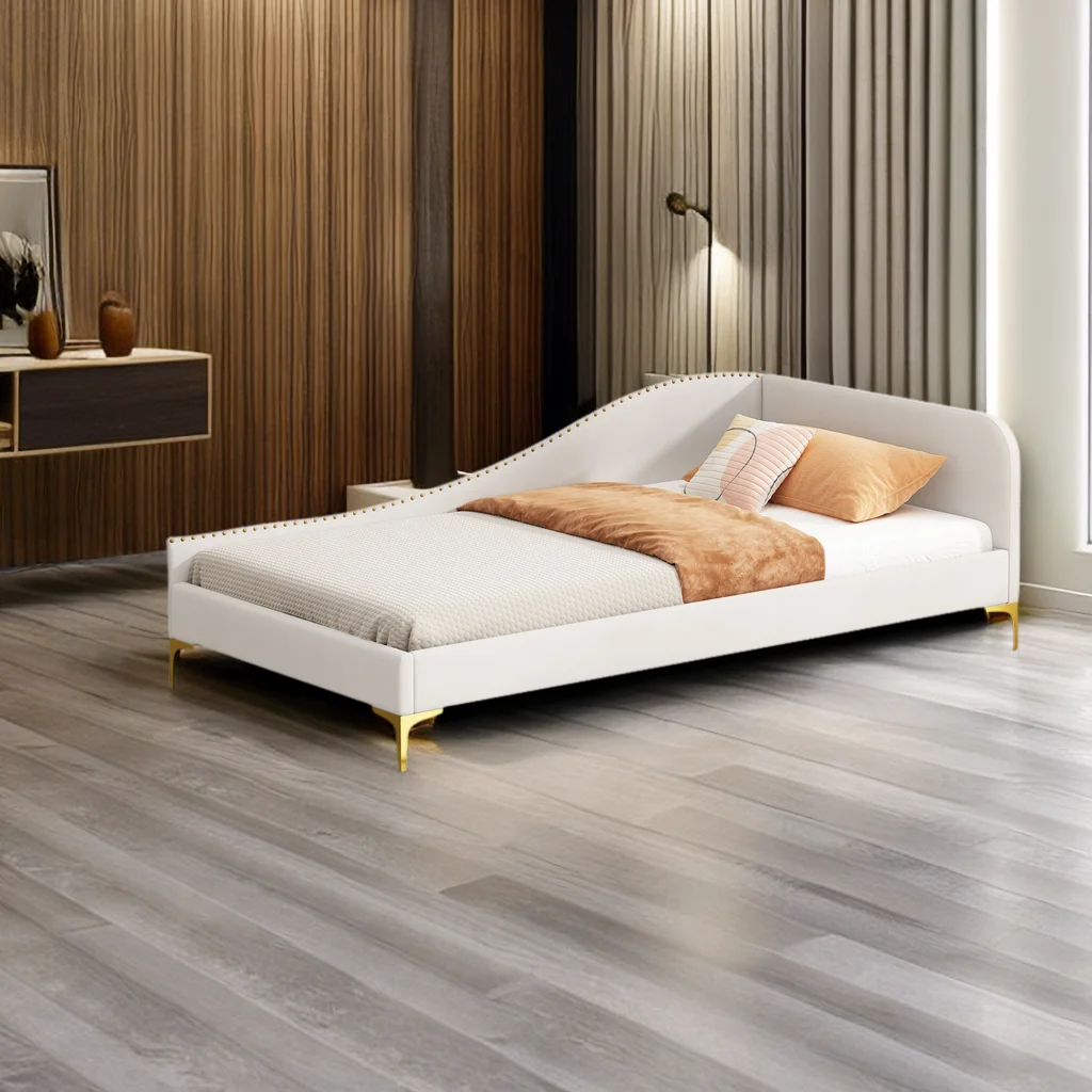 Twin Size Upholstered Daybed with Headboard and Armrest,Support Legs,Suitable for Bedroom
