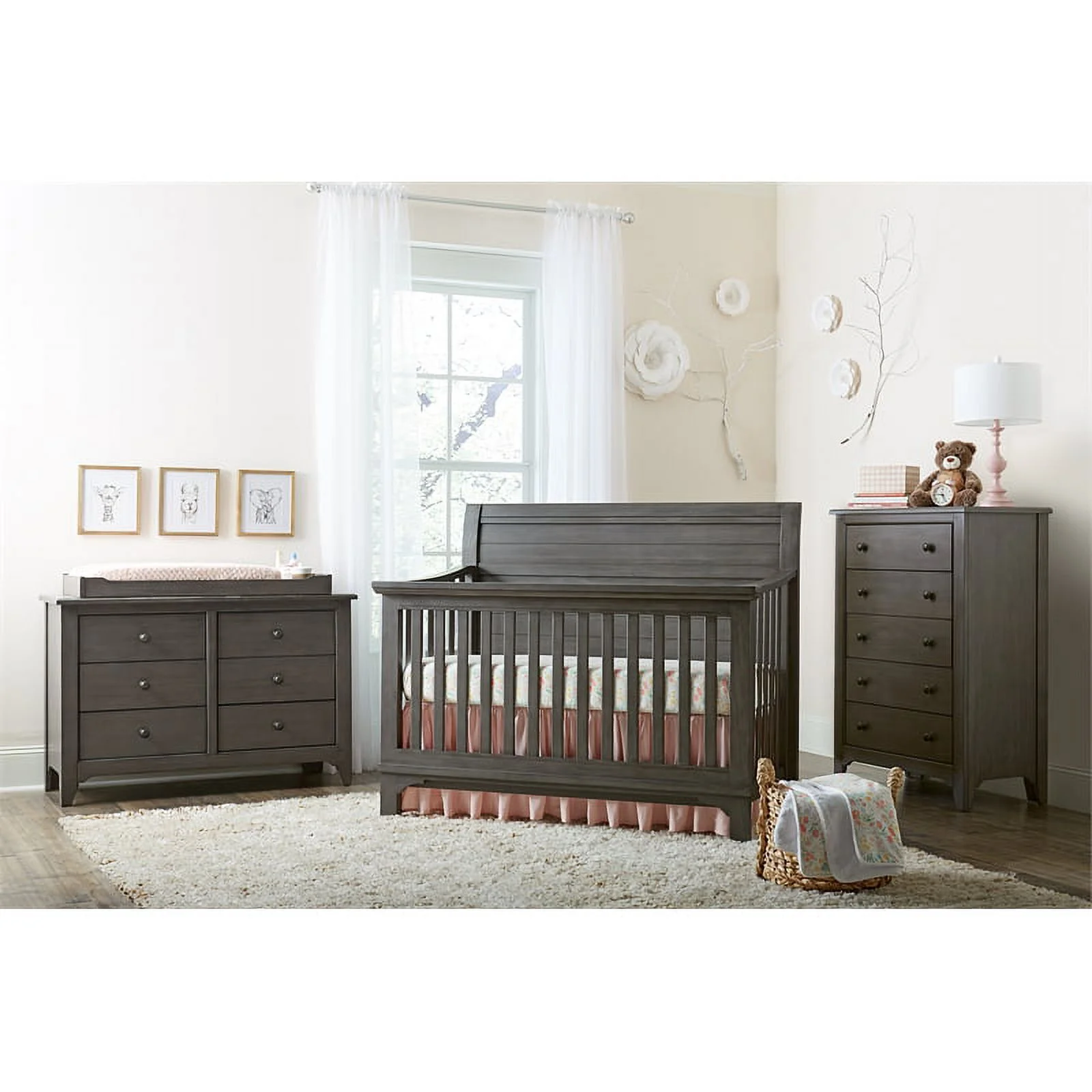 Westwood Design Taylor 5-Drawer Farmhouse Wood Chest in Dusk Gray Finish