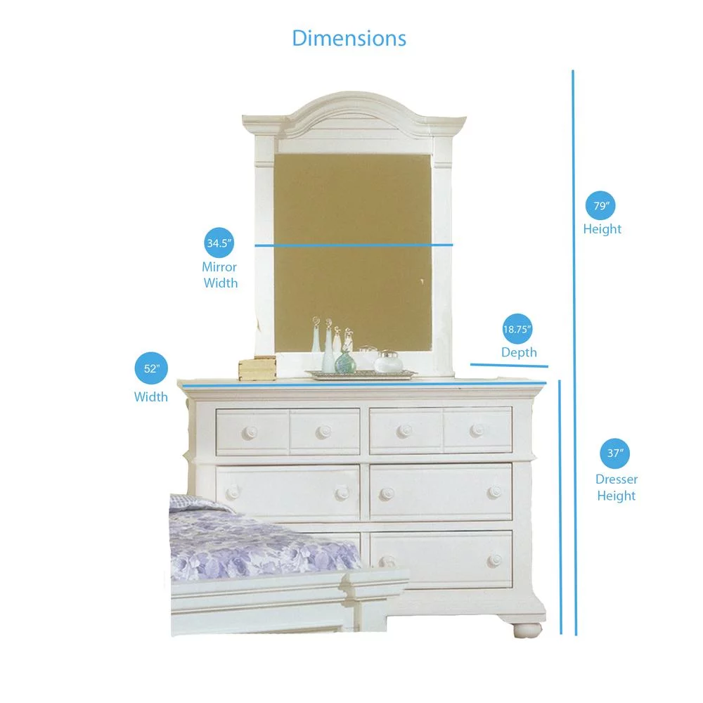 American Woodcrafters Cottage Traditions Double Dresser and Vertical Mirror Combo