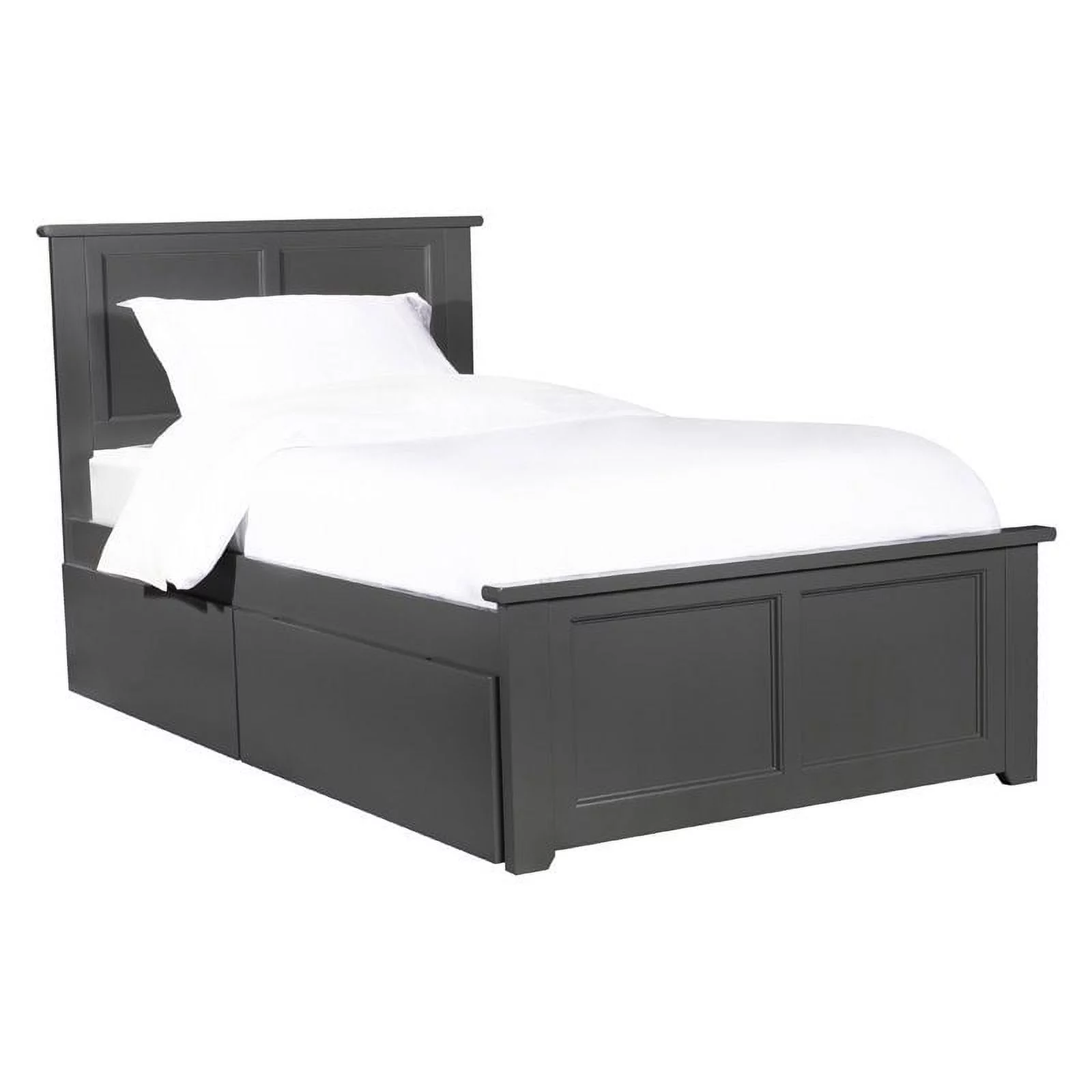 Leo & Lacey Traditional Solid Wood Twin XL Platform Bed with Footboard in Gray