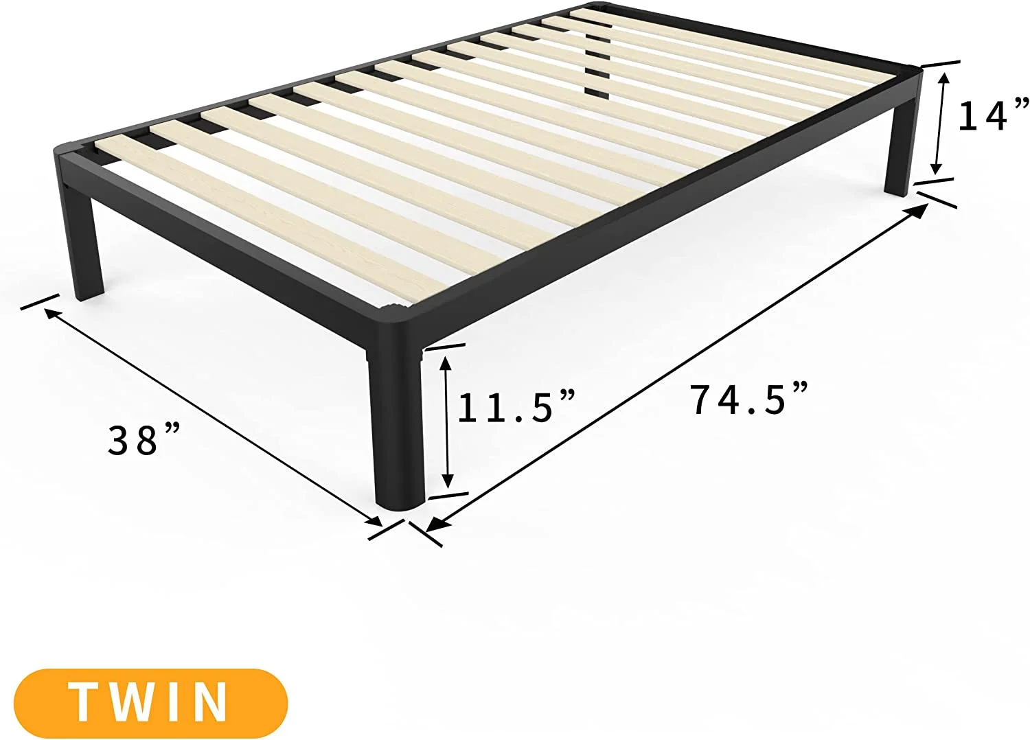 Popular Metal 18 Inch King Platform Bed Frame with Anti-Collision Round Legs  Black 3500 Lbs Heavy Duty Bed Frame with Wood Slats  No Box Spring Needed  Easy Assembly