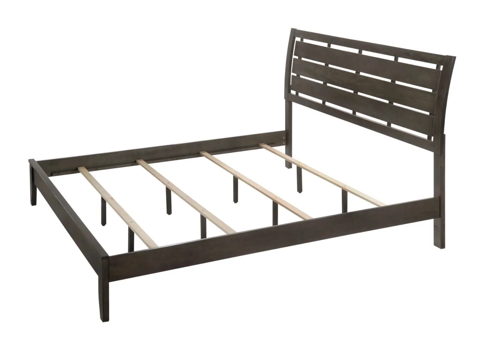 Contemporary Style King Size 1pc Panel Bed Wooden Bedroom Furniture Gray Finish Decking Headboard Design