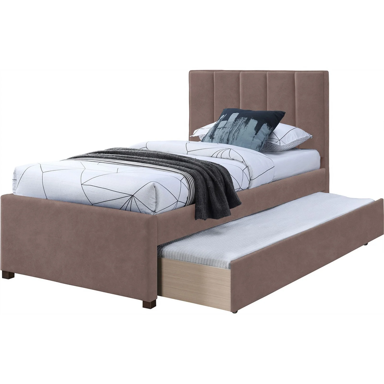 Meridian Furniture Hudson Brown Vegan Leather Twin Trundle Bed
