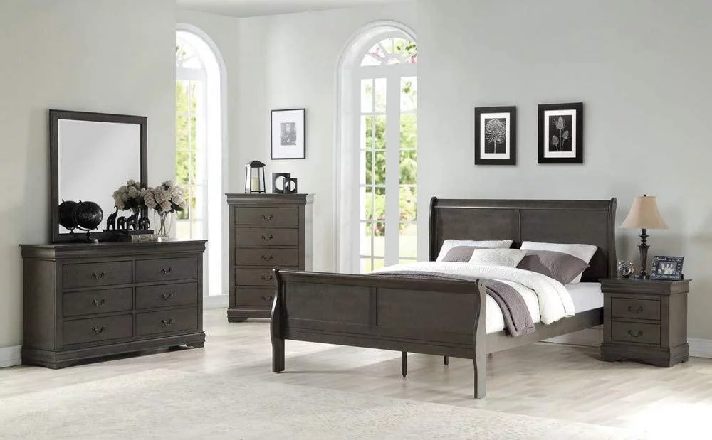 Dark Gray Eastern King 5pcs Bedroom Set by Acme Louis Philippe 26787EK-5pcs