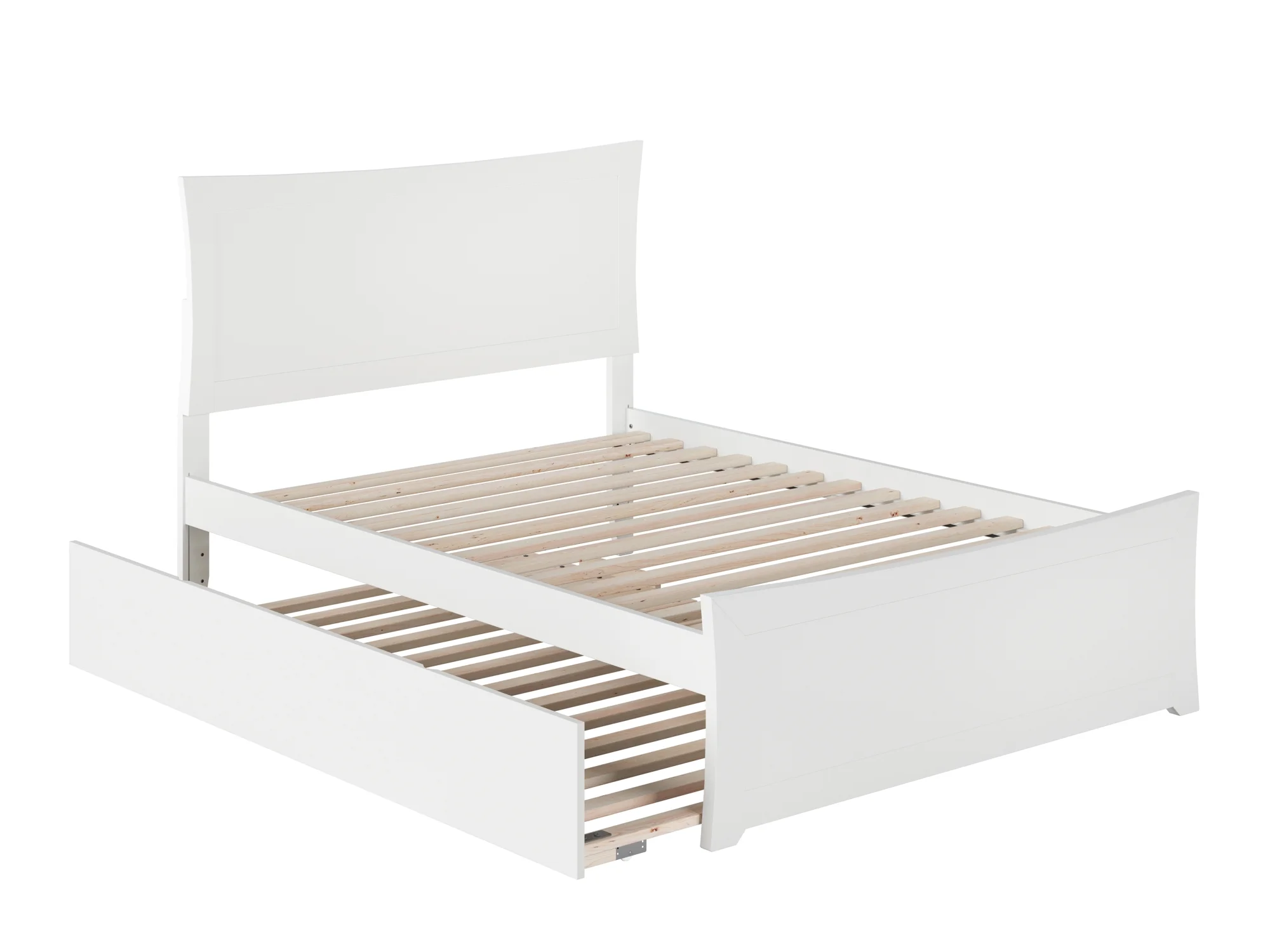 Metro Full Platform Bed with Matching Foot Board with Full Size Urban Trundle Bed in White