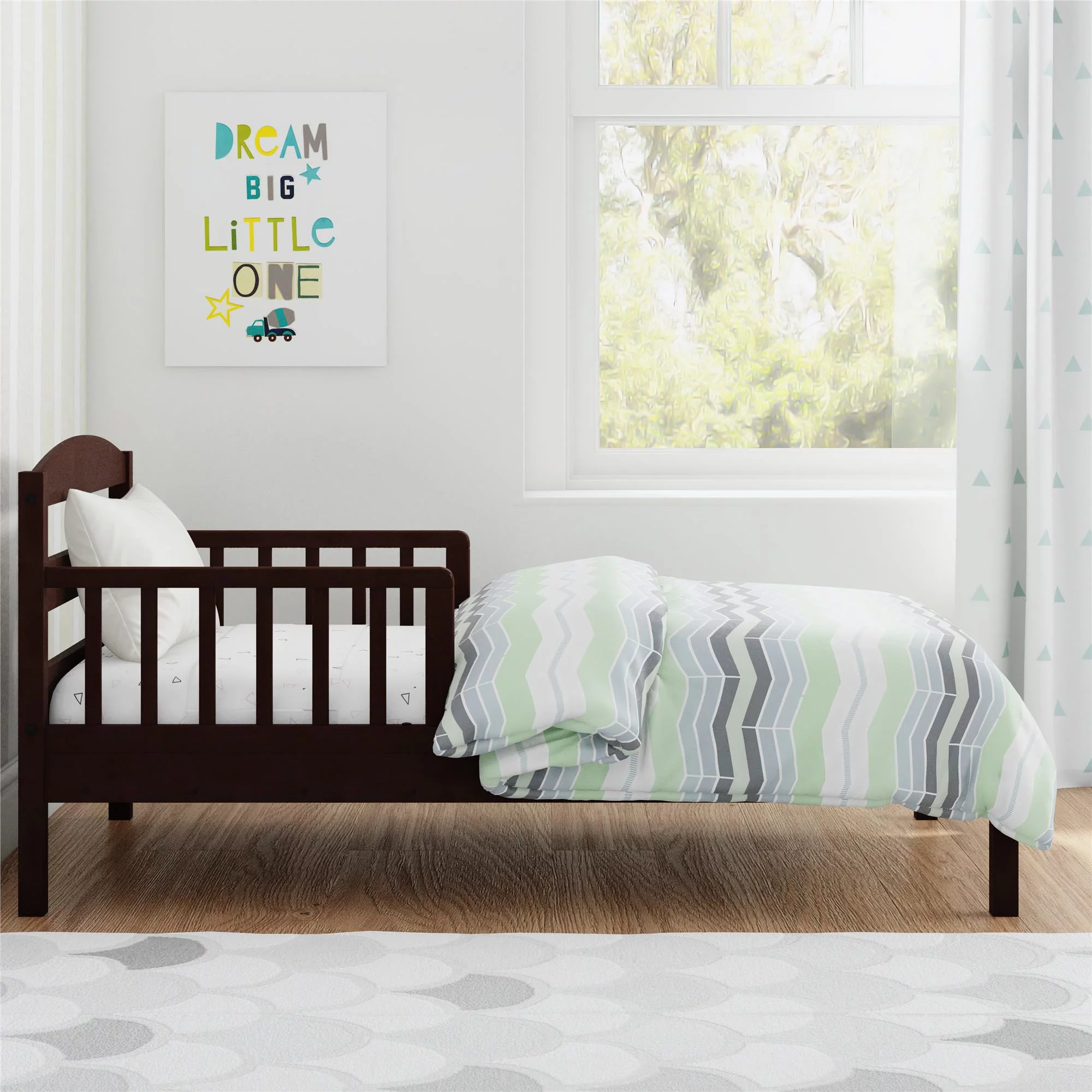 Baby Relax Jackson Kids Wood Toddler Bed with Safety Guardrails, Espresso