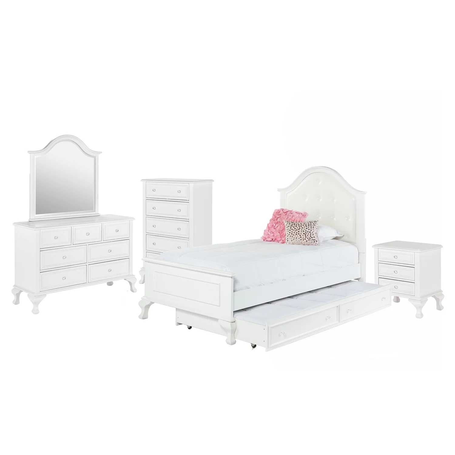 Picket House Furnishings Jenna 5 Piece Twin Bedroom Set in White