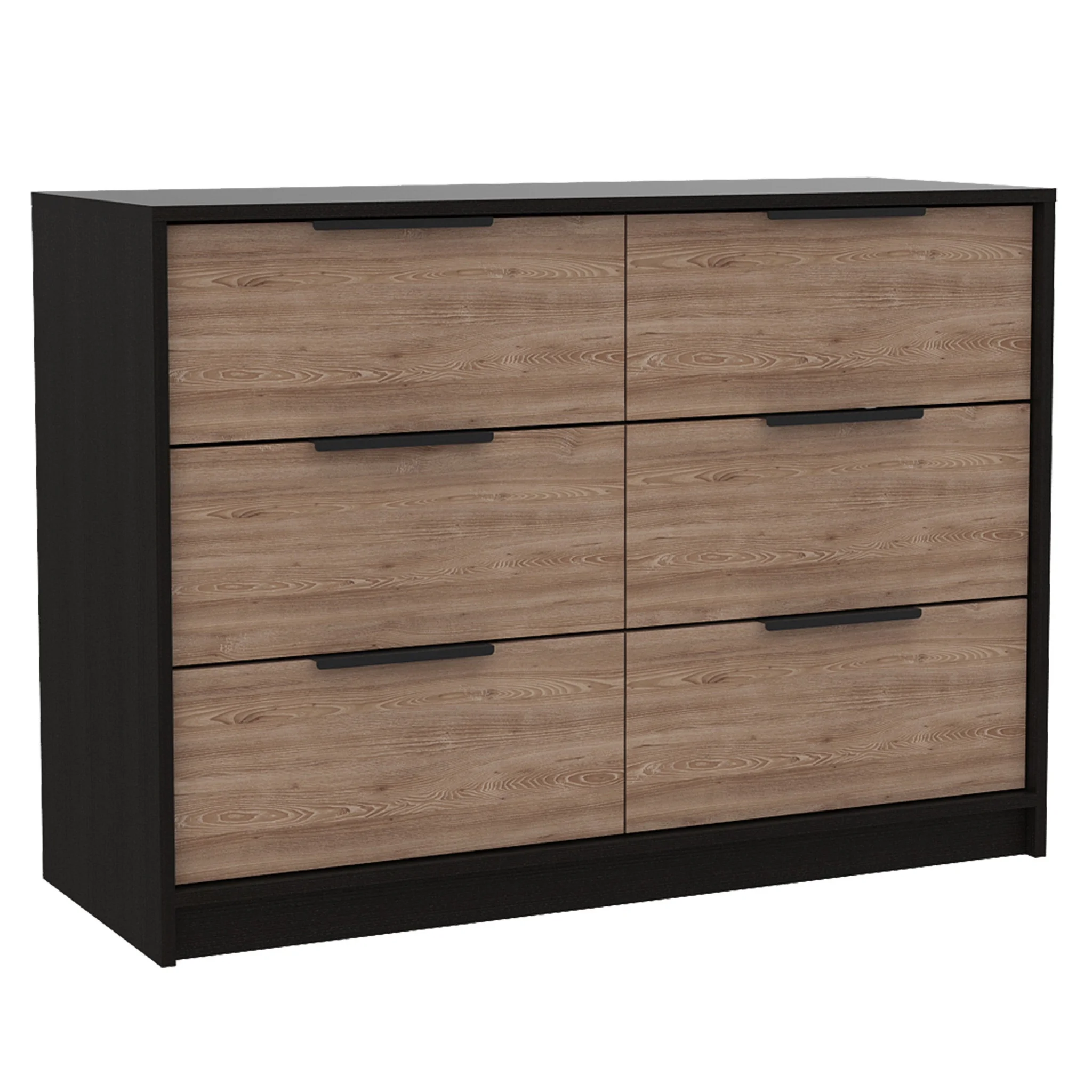 HomeRoots 530258 16 in. Brown & Black Four Drawer Standard Dresser