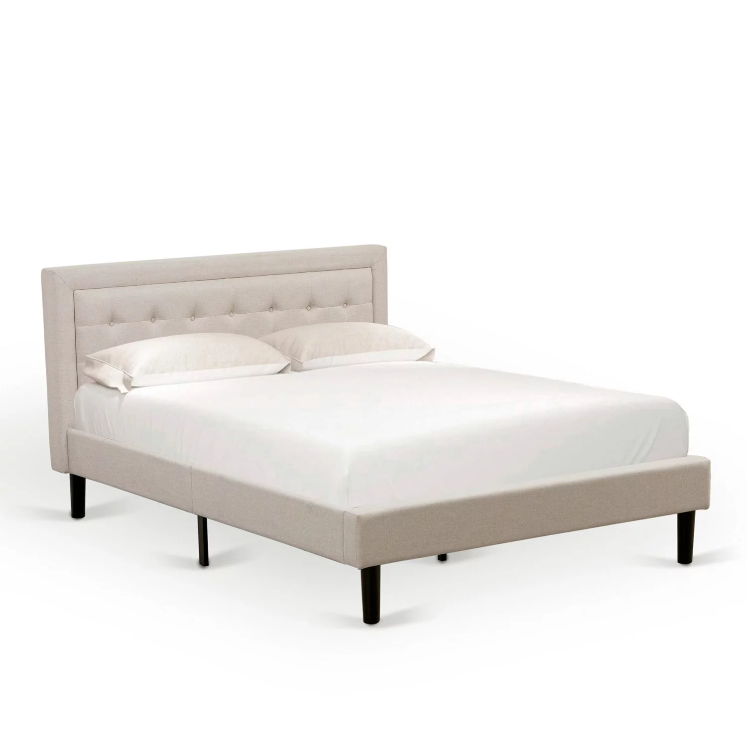 East West Furniture 3-piece Wood Platform Queen Bedroom Set in Mist Beige