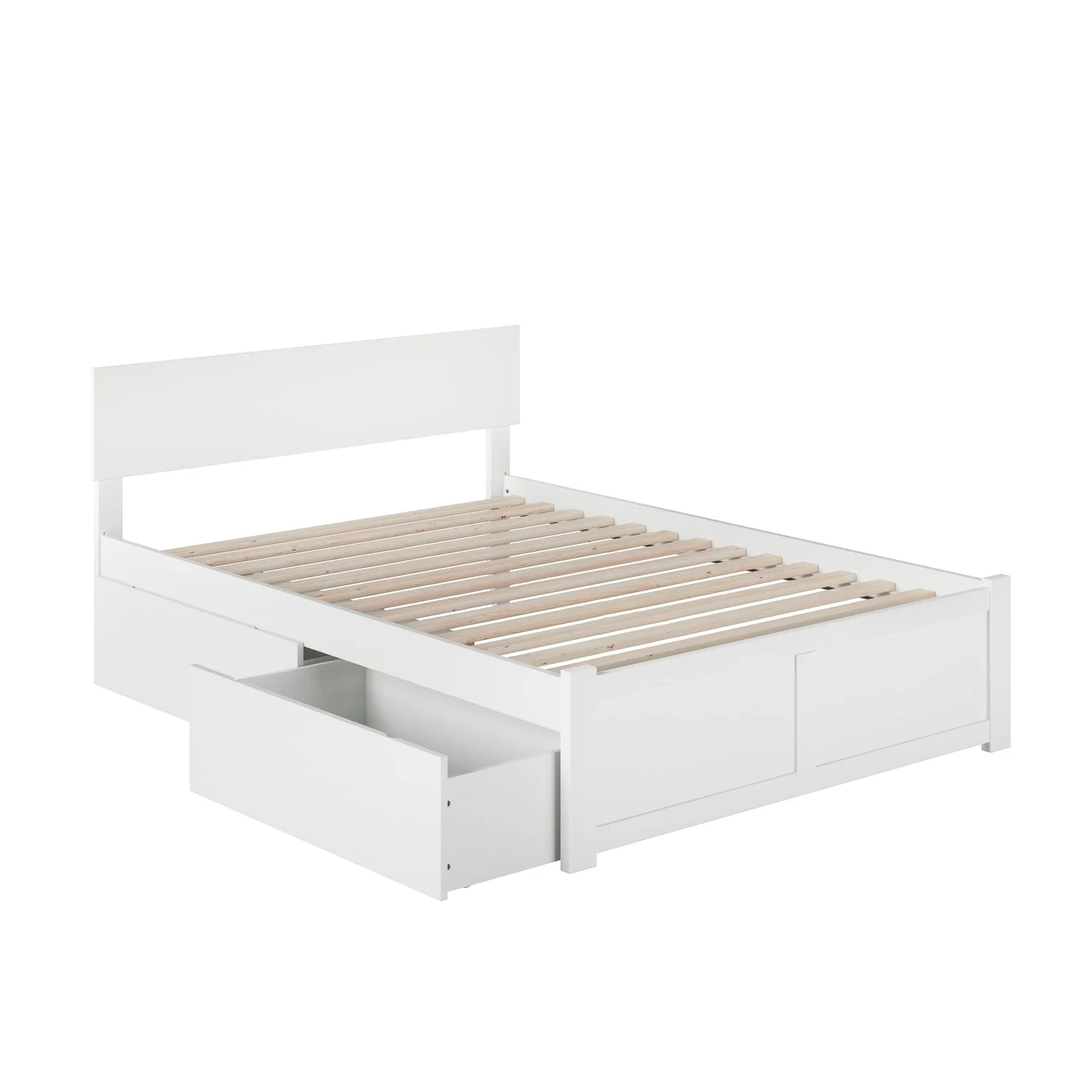 AFI Orlando Full Platform Bed with Footboard and 2 Bed Drawers in White