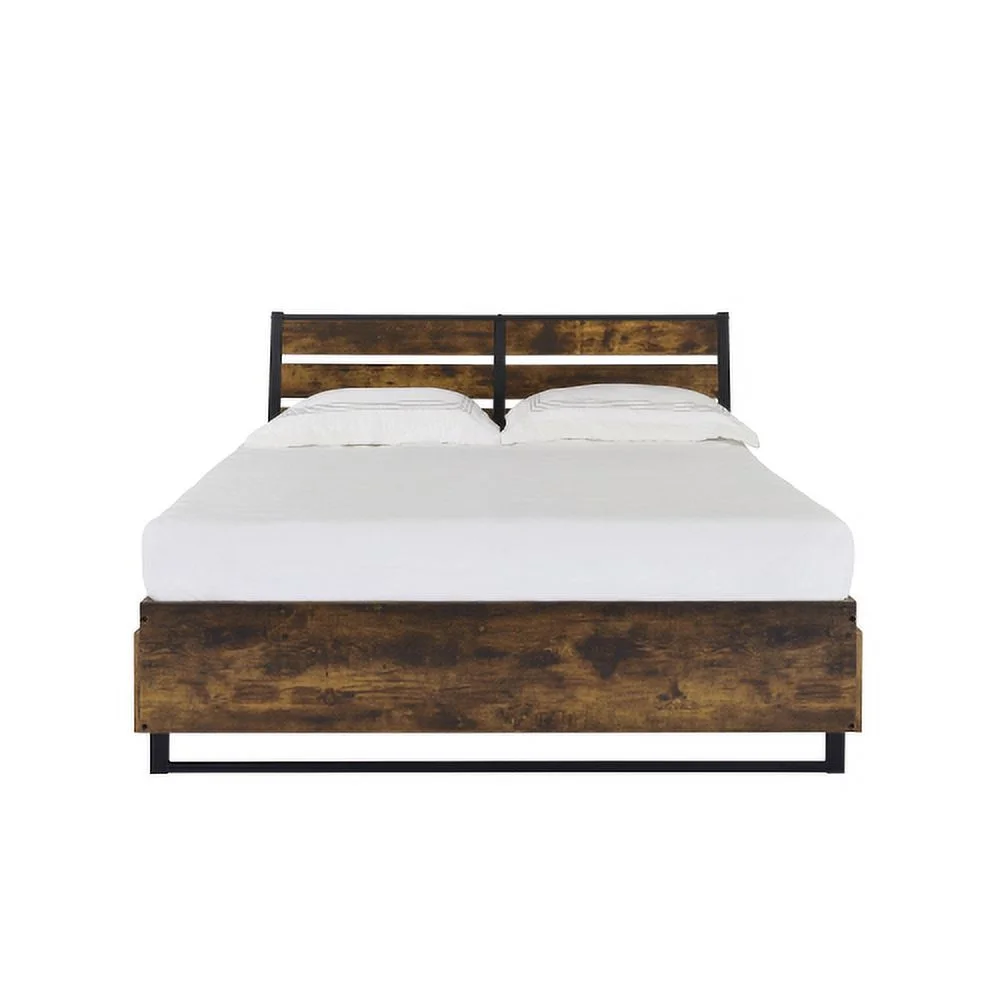 Eastern King Bed W/Storage in Rustic Oak & Black Finish