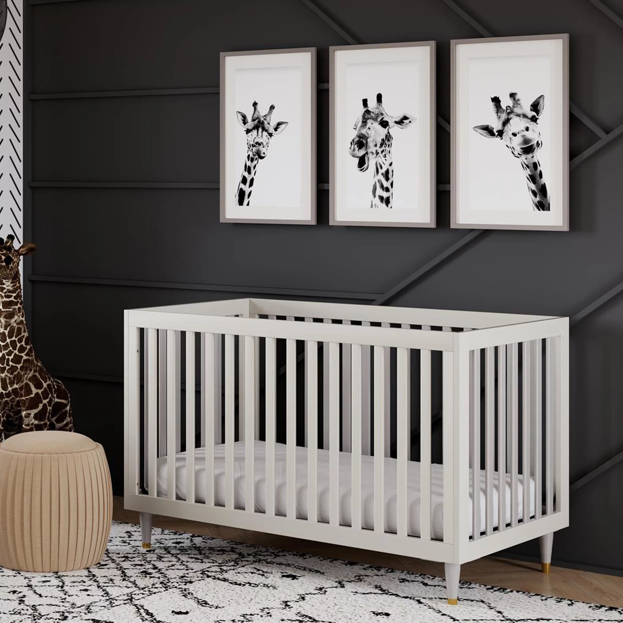 Little Seeds Rowan Valley Flint 3 in 1 Crib, Gray with Metal Legs