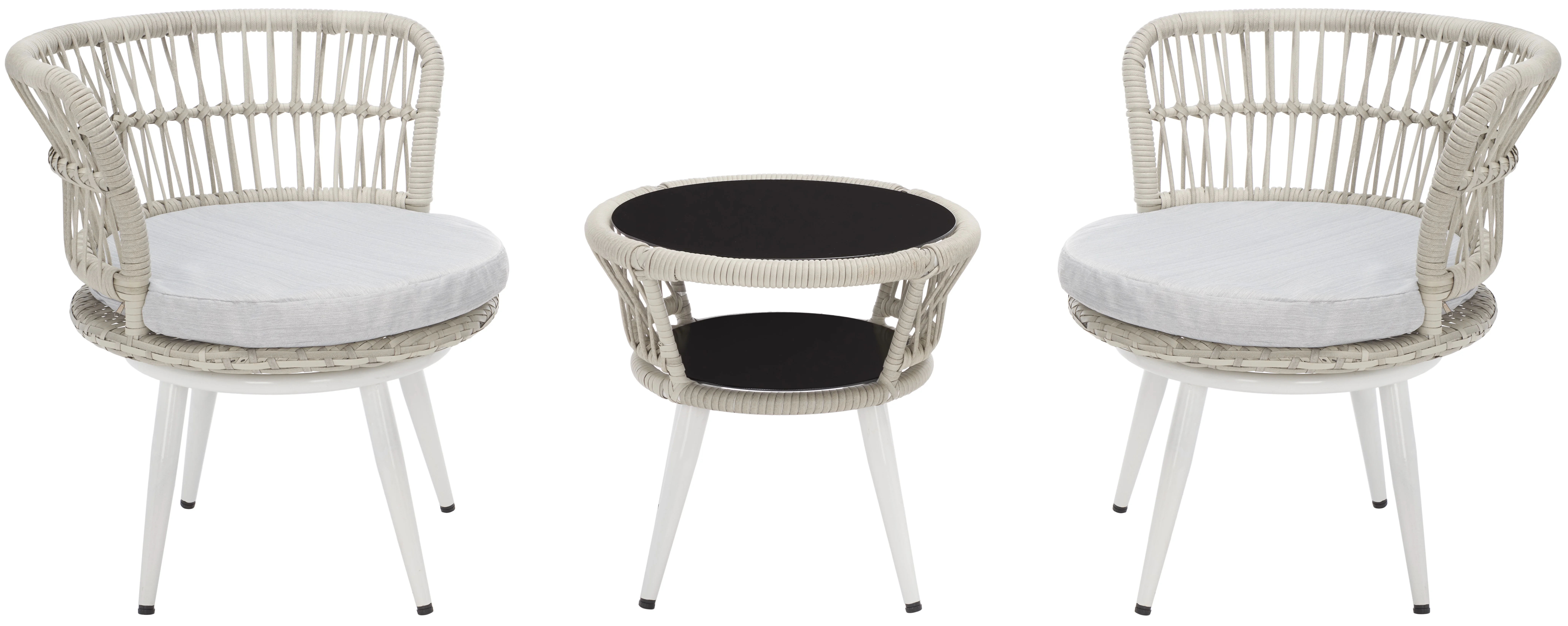 SAFAVIEH Kyomi Outdoor Patio 3 Piece Lounge Set, Grey