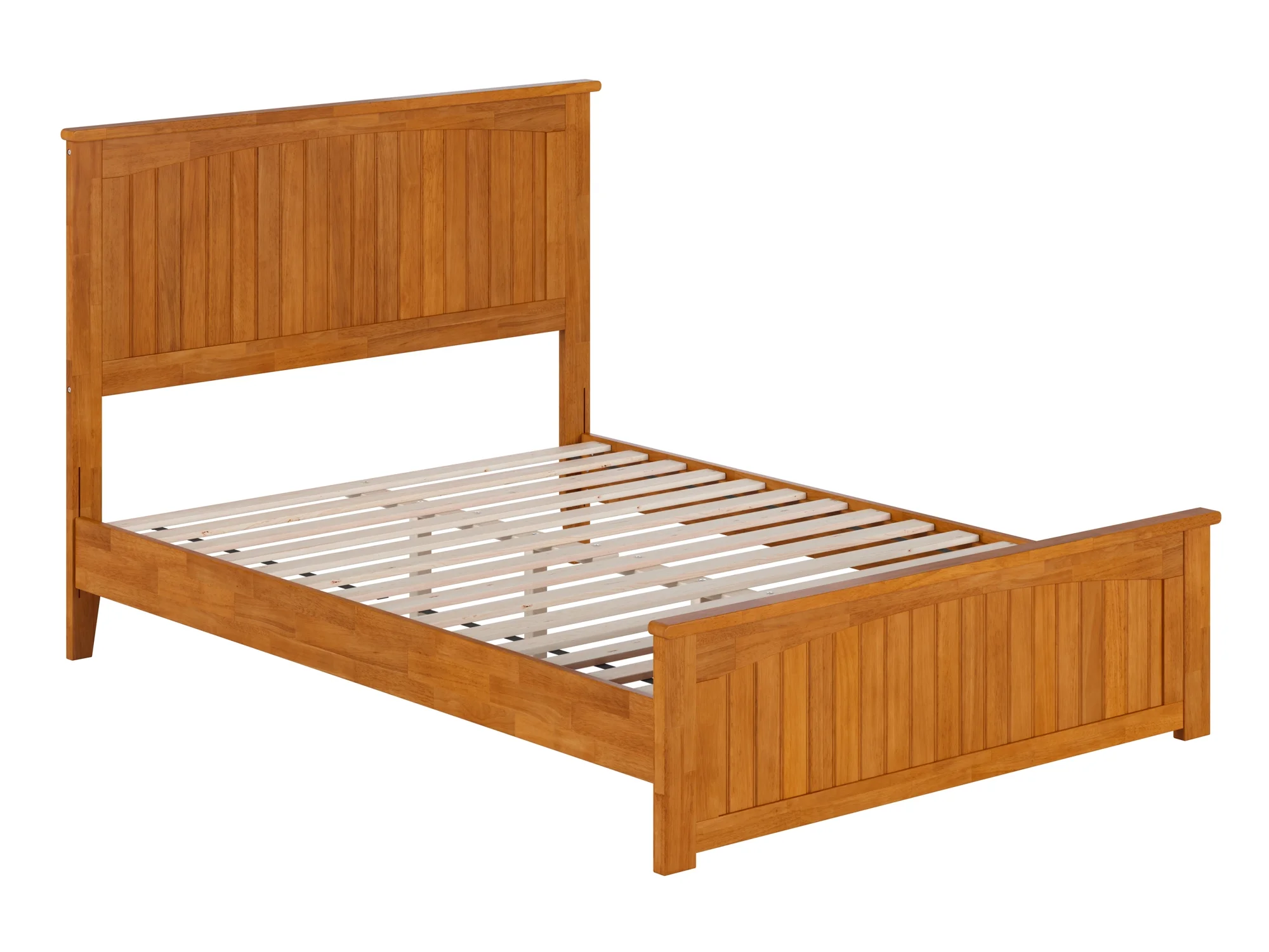 AFI Naples Full Solid Wood Low Profile Platform Bed with Matching Footboard, Light Toffee