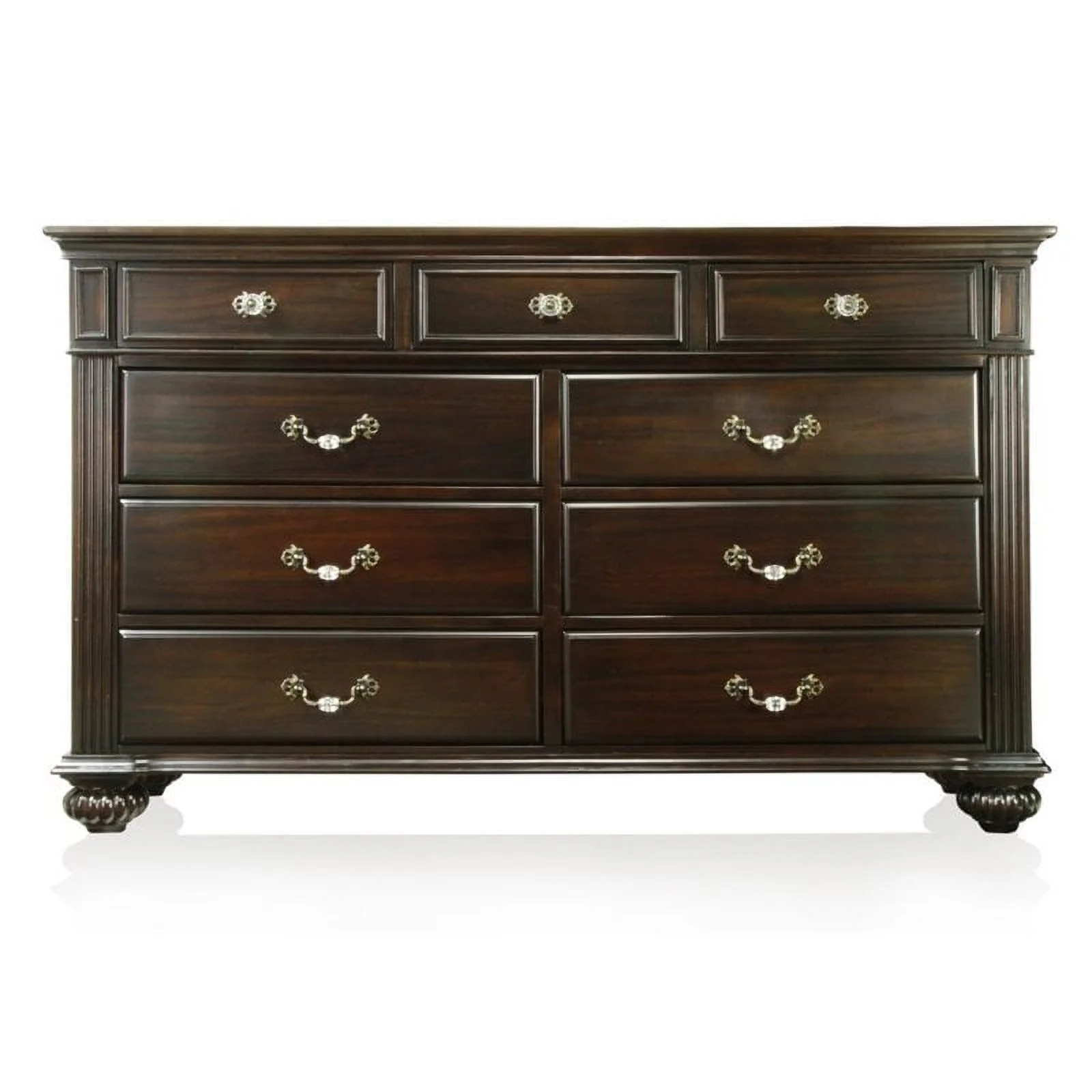 Bowery Hill 9-Drawer Traditional Solid Wood Dresser in Walnut