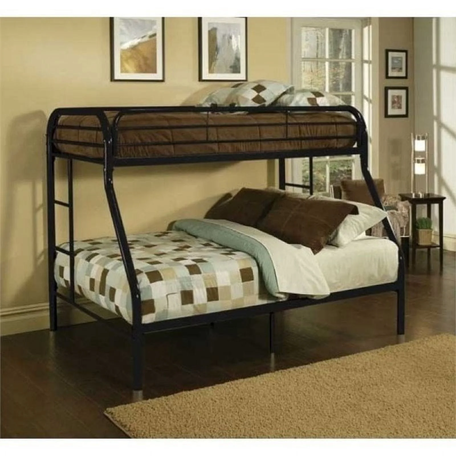Rosebery Kids Twin Over Full Metal Bunk Bed in Black