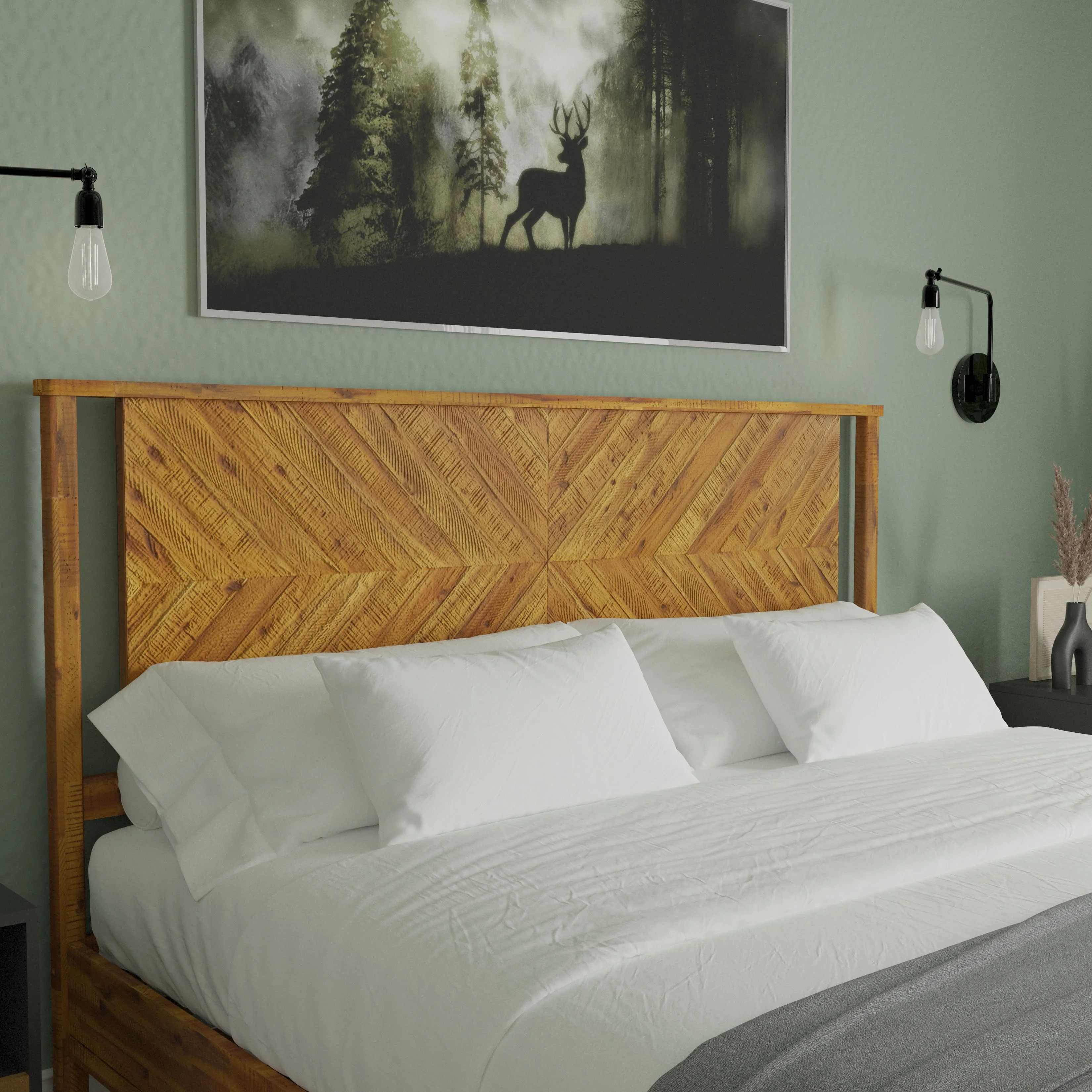 BME Christiana King Size Headboard, Rustic, Solid Wood Wooden Bed Frame, Bright Rustic