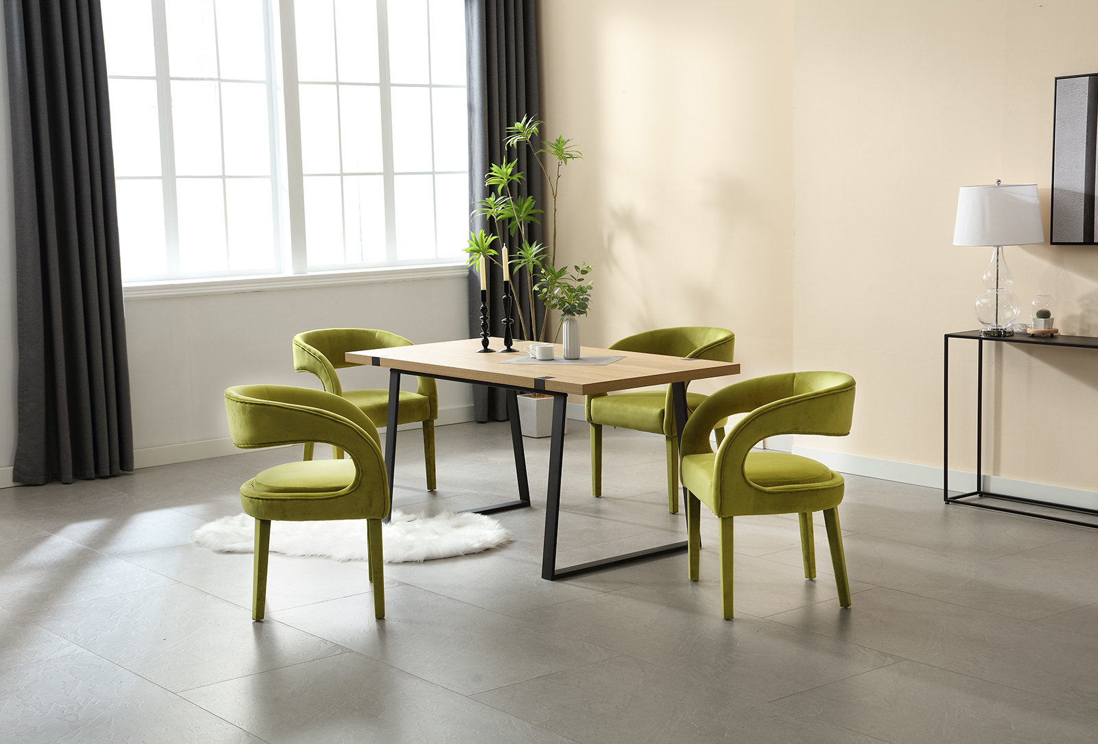 Guyou Modern Dining Chairs Set of 2, Velvet Upholstered Barrel Accent Chairs with Open Back, Lovely Dresser Chair, Comfy Dining Side Chairs Armchair for Dining Room Bedroom Living Room, Green