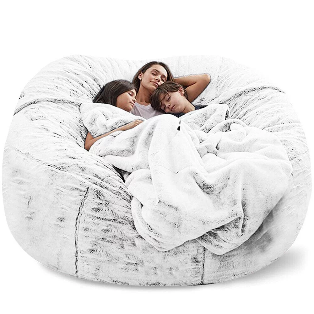TOPCHANCES Large Sofa Sack, 5FT Ultra Soft Bean Bag Chair Cover for Living Room Lazy Lounger Chair (Stuffing Not Included), Snow Light Grey