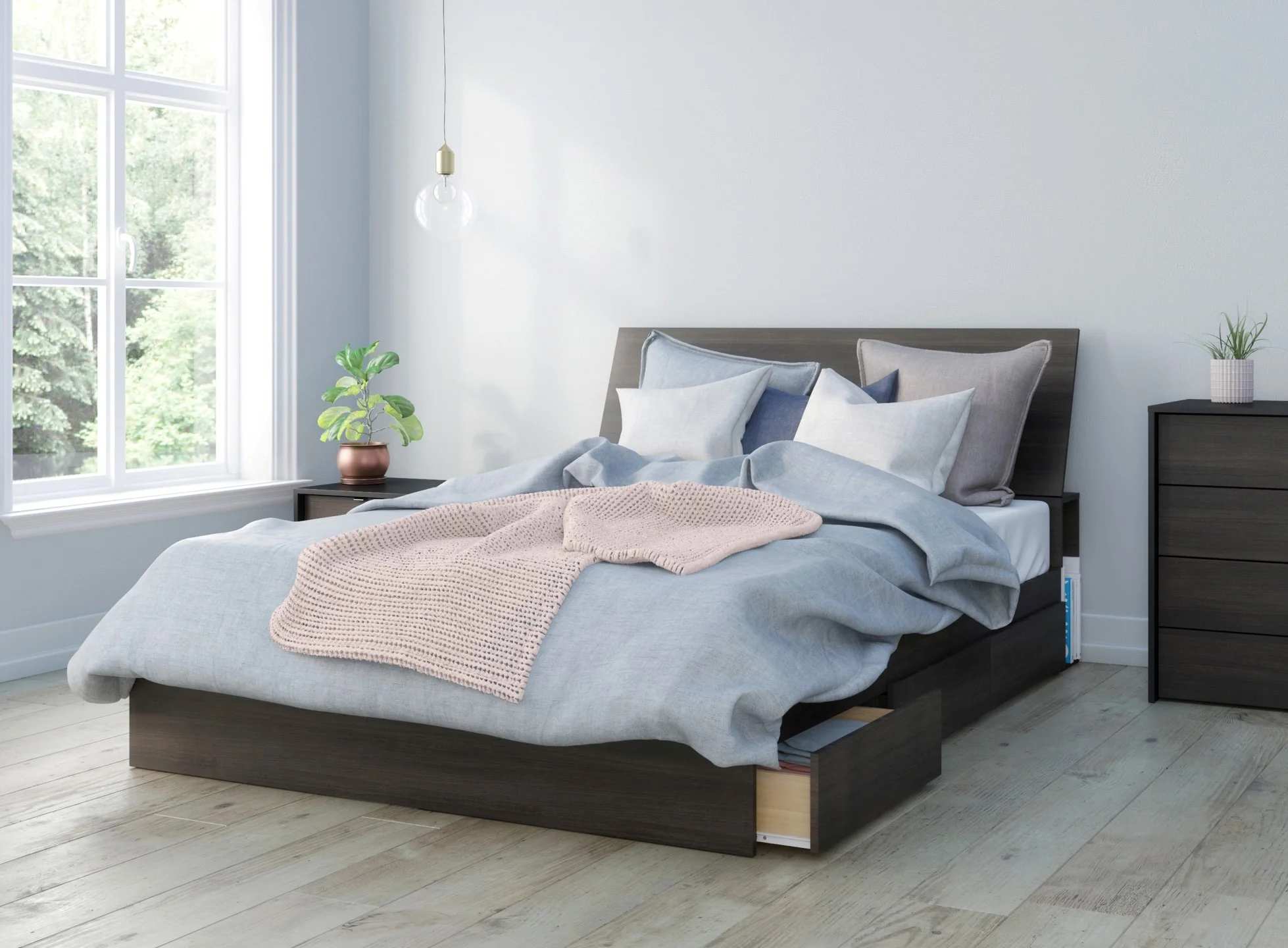 Celeste Queen Size Bedroom Set #402083 from Nexera-Finish:Black melamine and ebony laminate finish. When buying online
