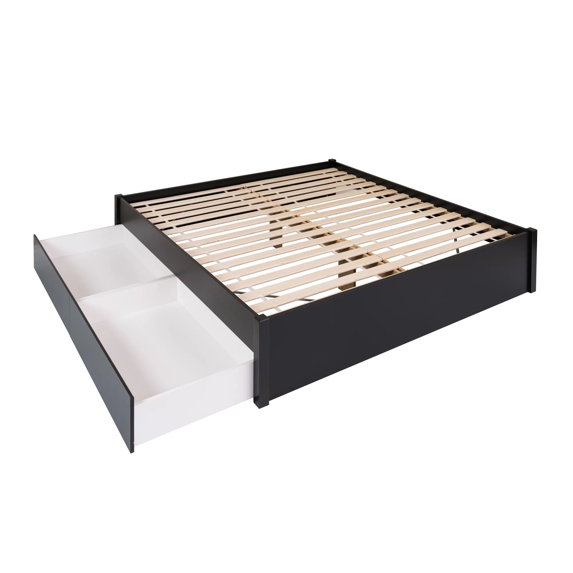 Prepac Select 4-Post Platform Bed with 2 Drawers, King, Black