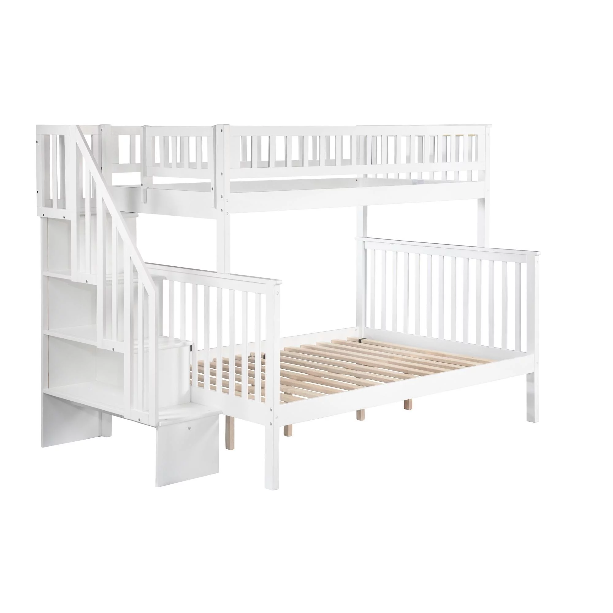 Atlantic Furniture Woodland Staircase Bunk Bed - White - Twin & Full